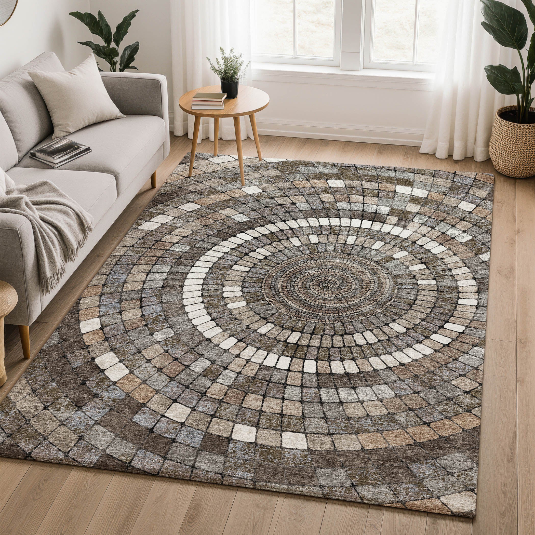 Siena Machine Washable Transitional Brown Rug 2'6" x 3'10" #shape_Rectangle