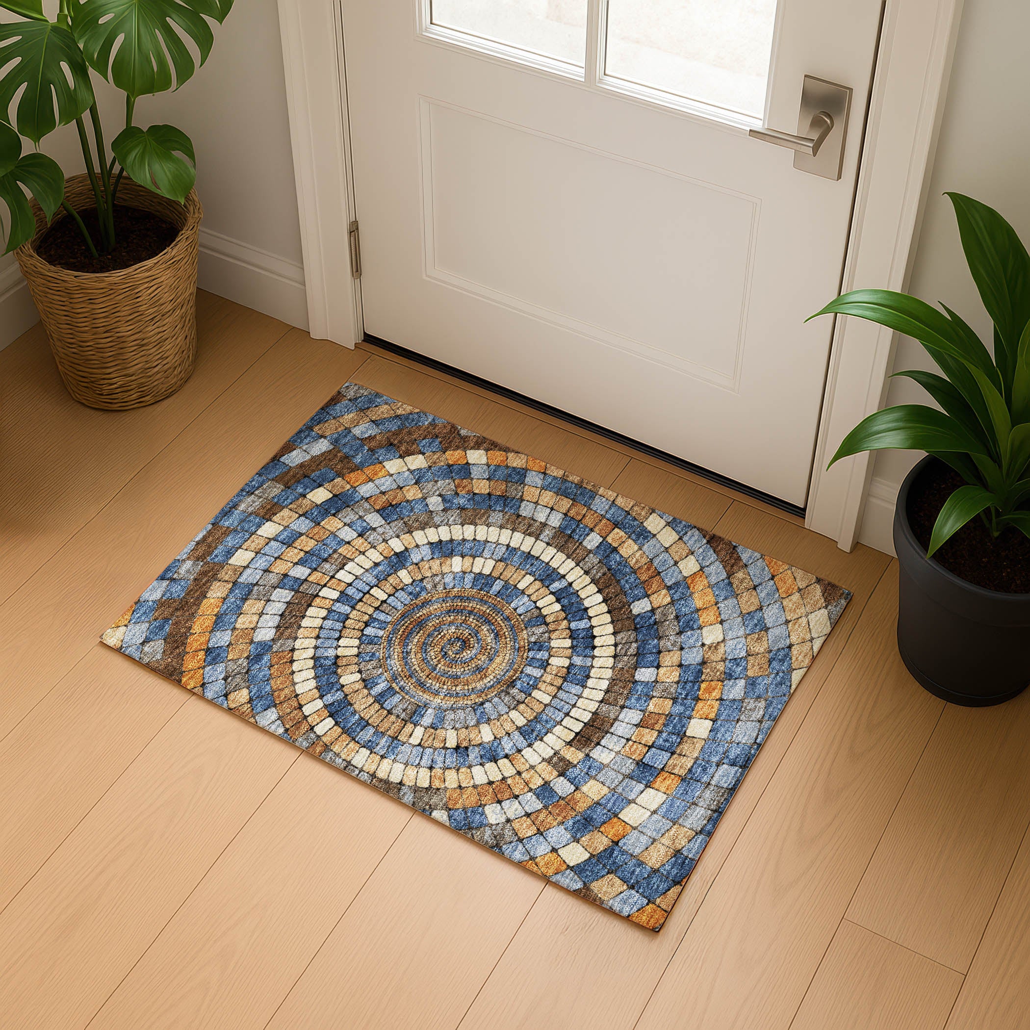 Siena Machine Washable Transitional Denim Blue Rug 1'8" x 2'6" #shape_Rectangle