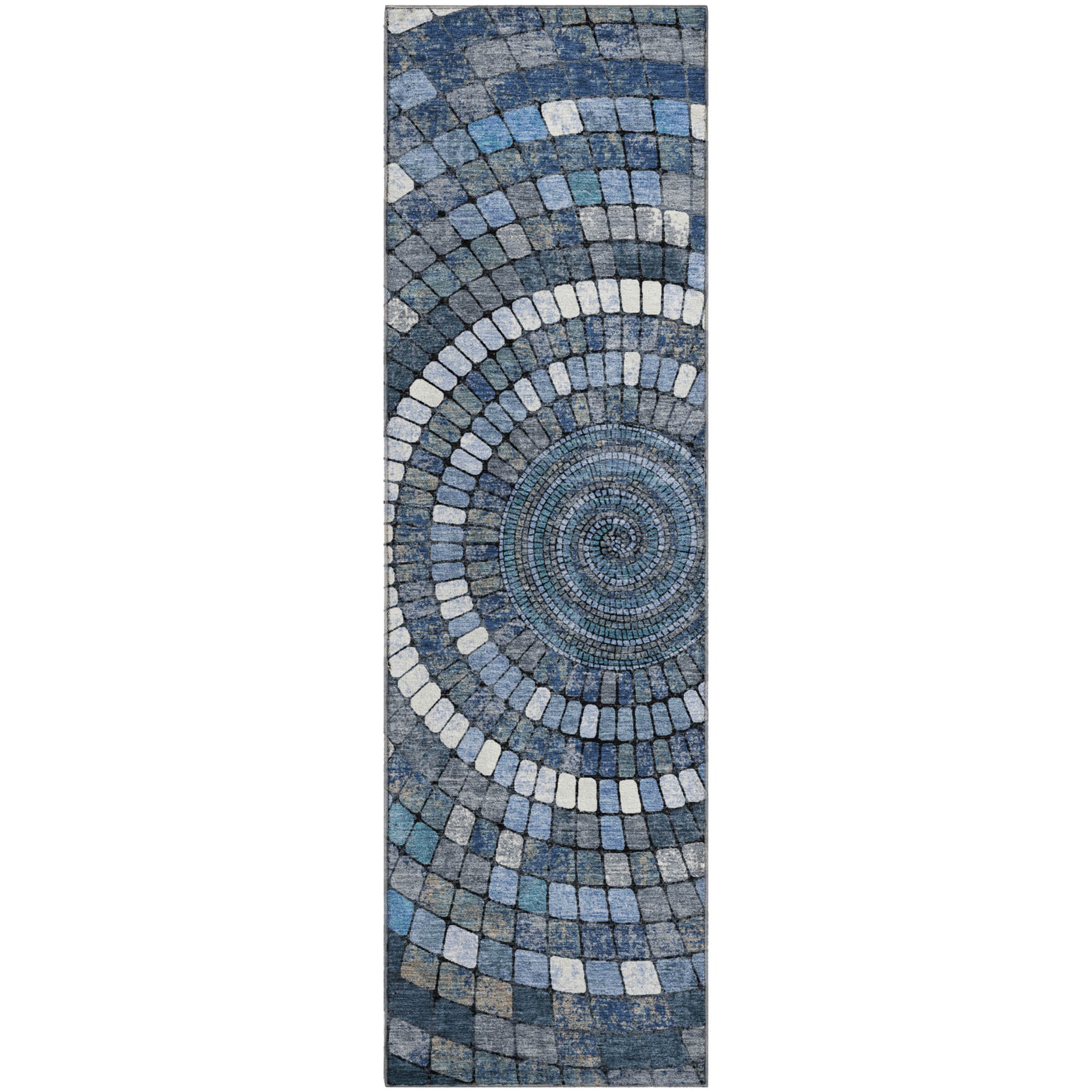 Siena Machine Washable Transitional Navy Blue Rug 2'3" x 7'6" #shape_Runner