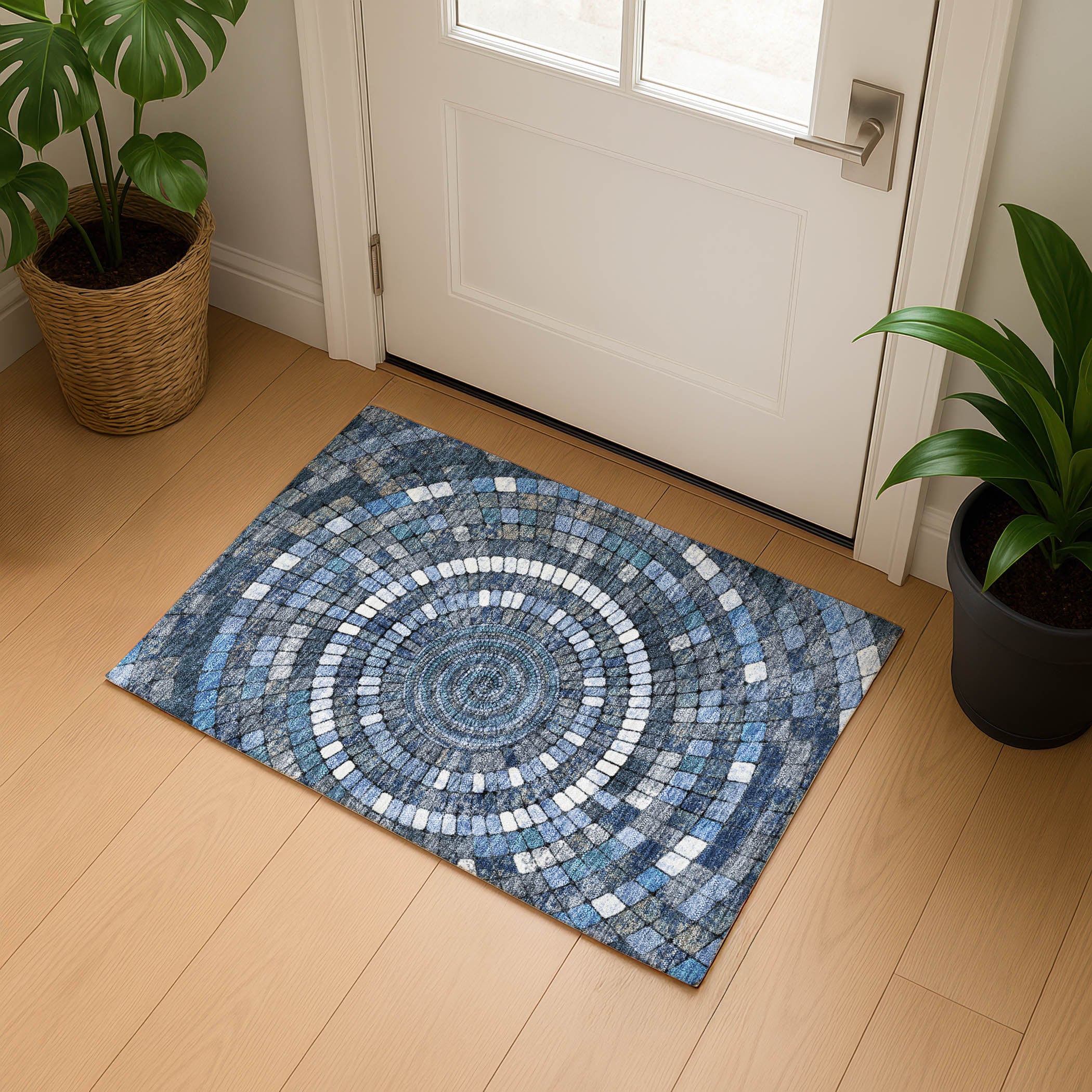 Siena Machine Washable Transitional Navy Blue Rug 1'8" x 2'6" #shape_Rectangle