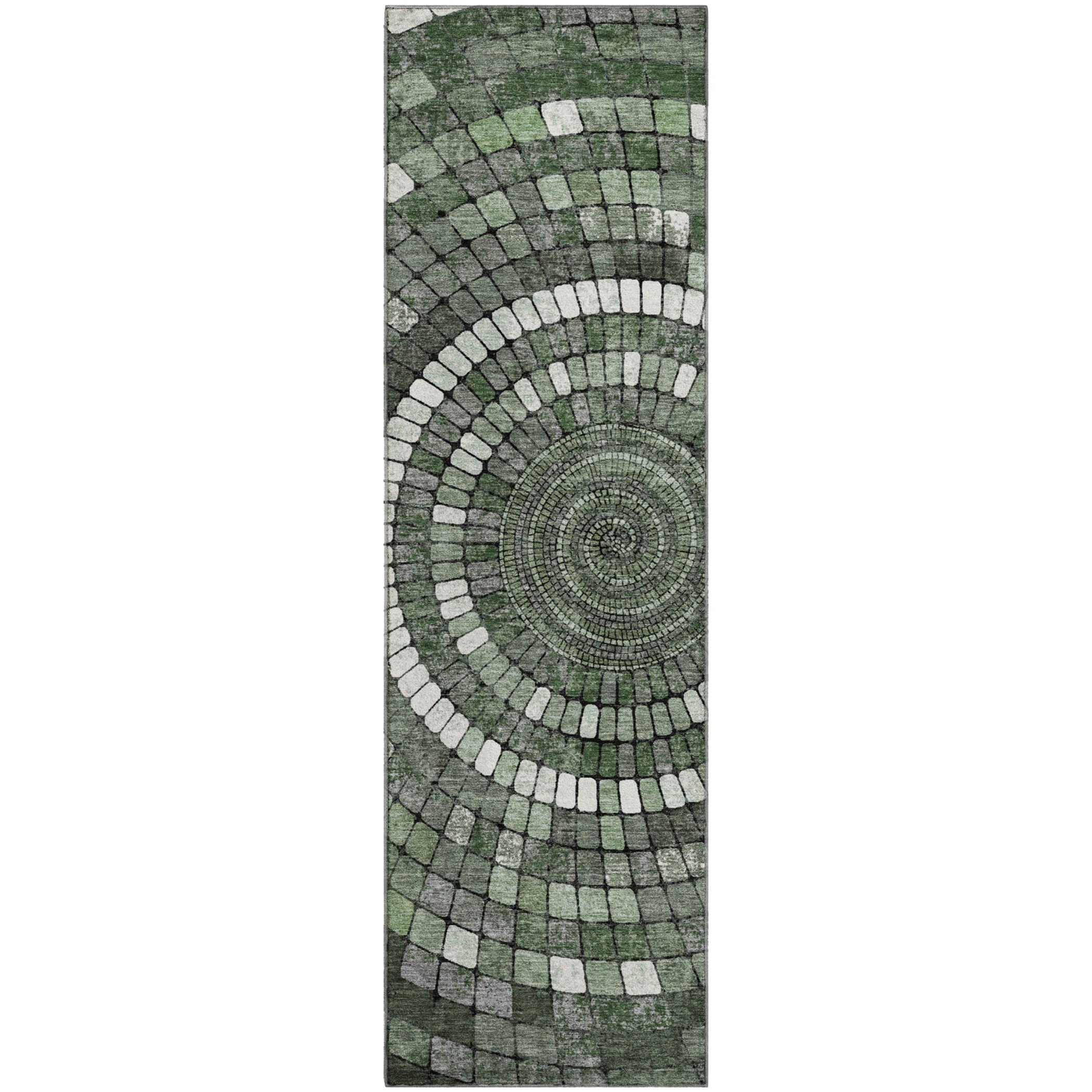 Siena Machine Washable Transitional Sage Green Rug 2'3" x 7'6" #shape_Runner