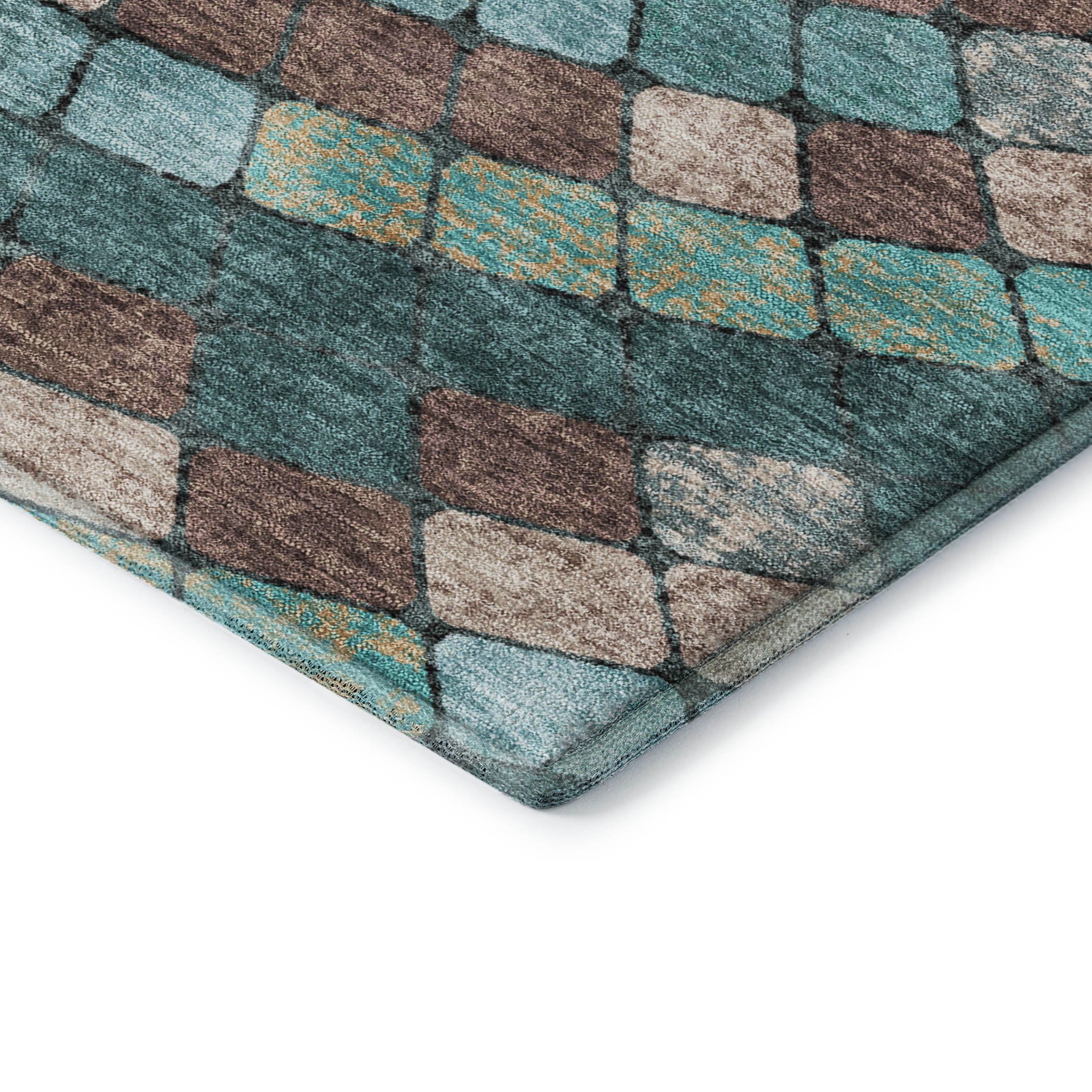 Siena Machine Washable Transitional Teal Rug 1'8" x 2'6" #shape_Rectangle