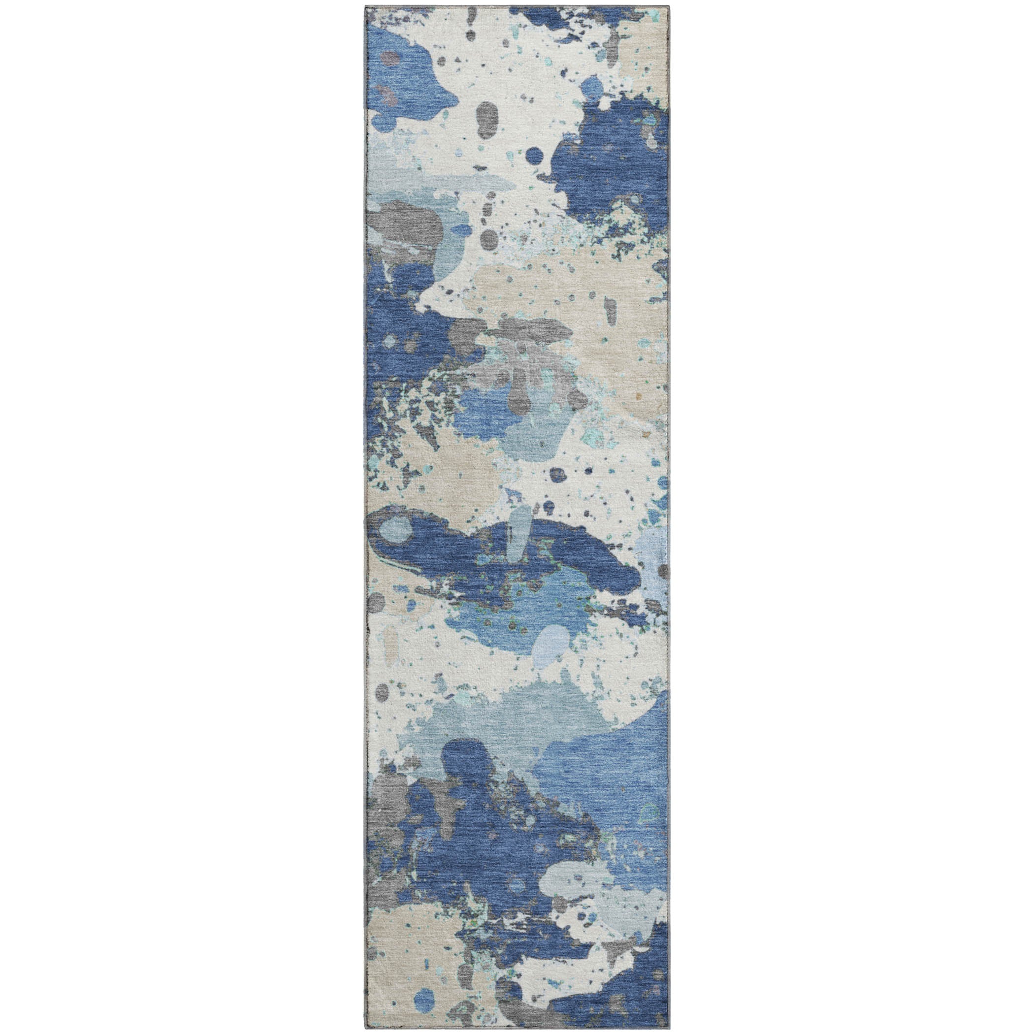 Marrakech Machine Washable Transitional Denim Blue Rug 2'3" x 7'6" #shape_Runner