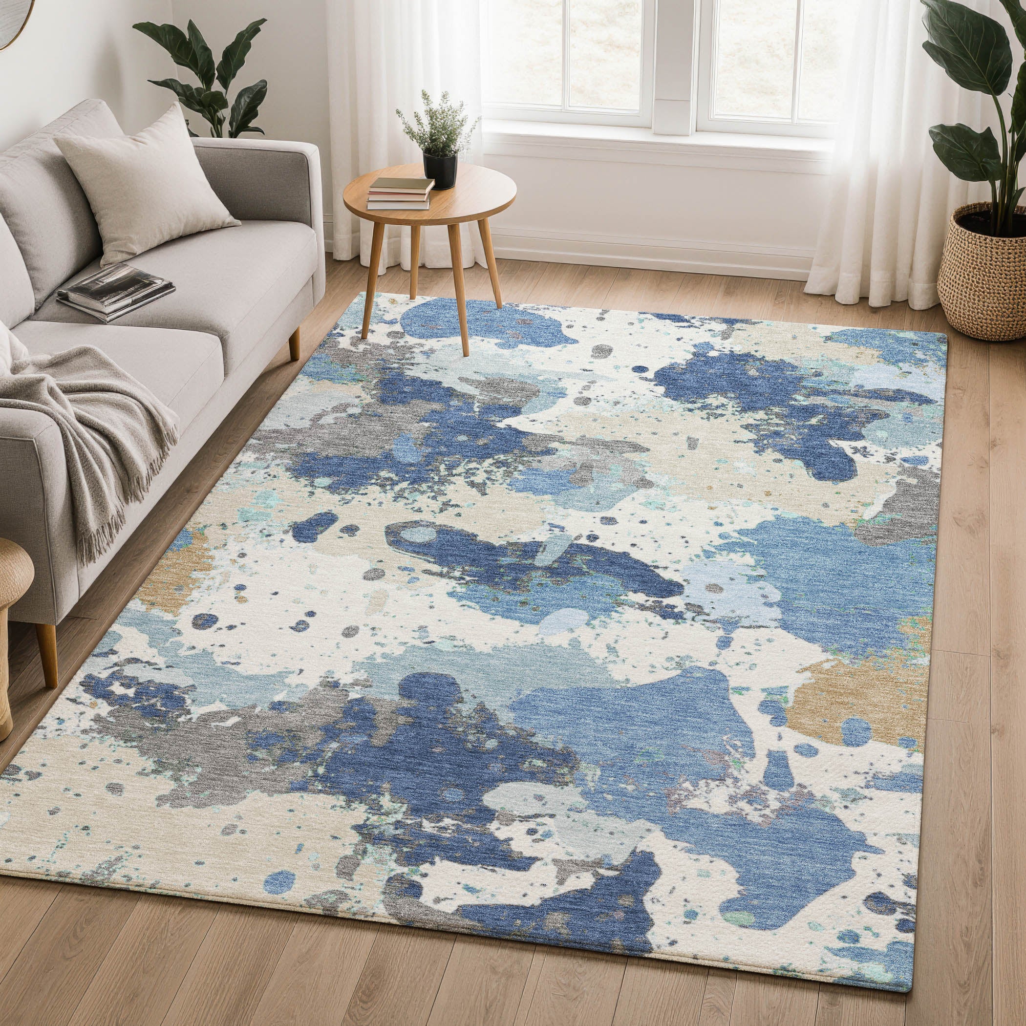 Marrakech Machine Washable Transitional Denim Blue Rug 2'6" x 3'10" #shape_Rectangle