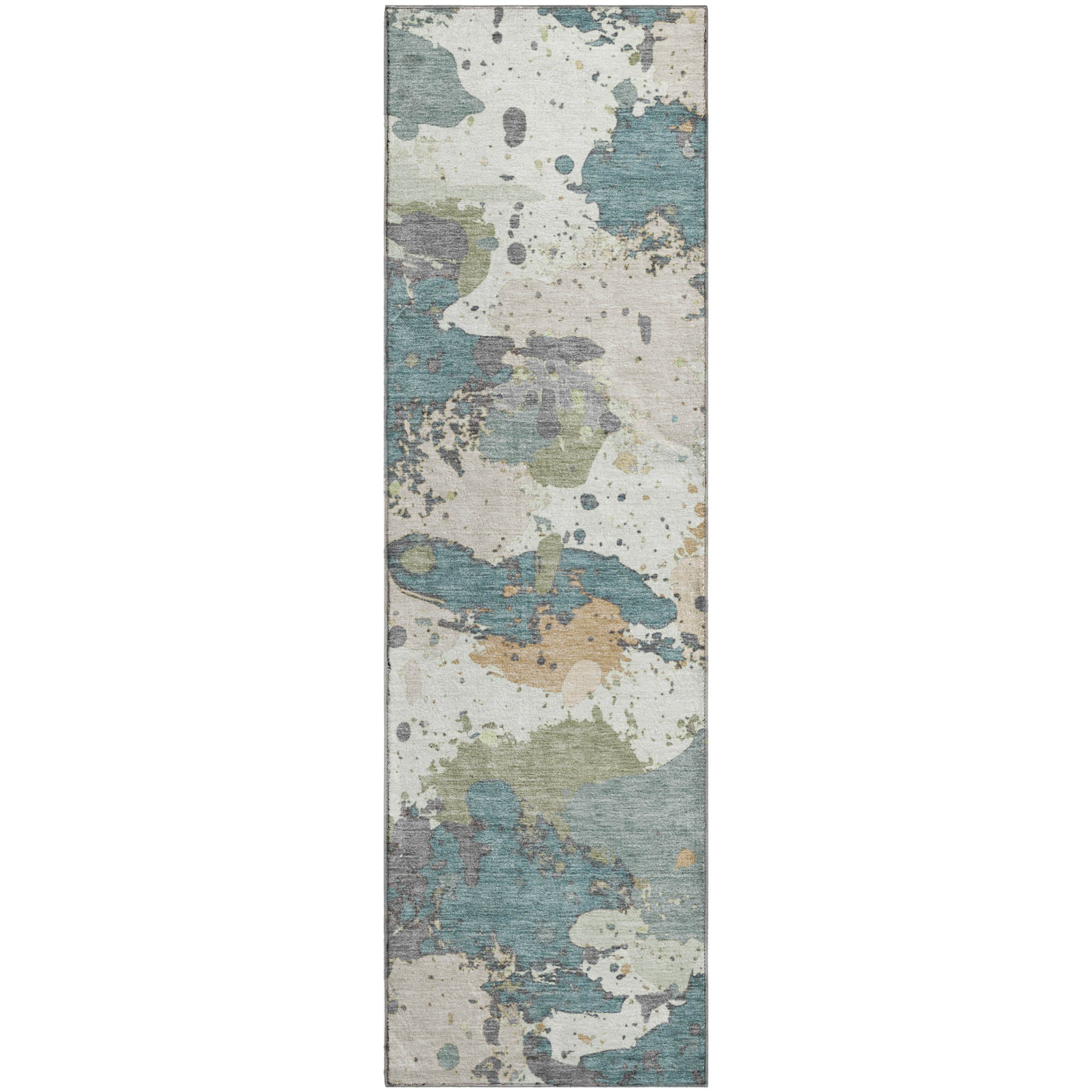 Marrakech Machine Washable Transitional Seafoam Blue Rug 2'3" x 7'6" #shape_Runner