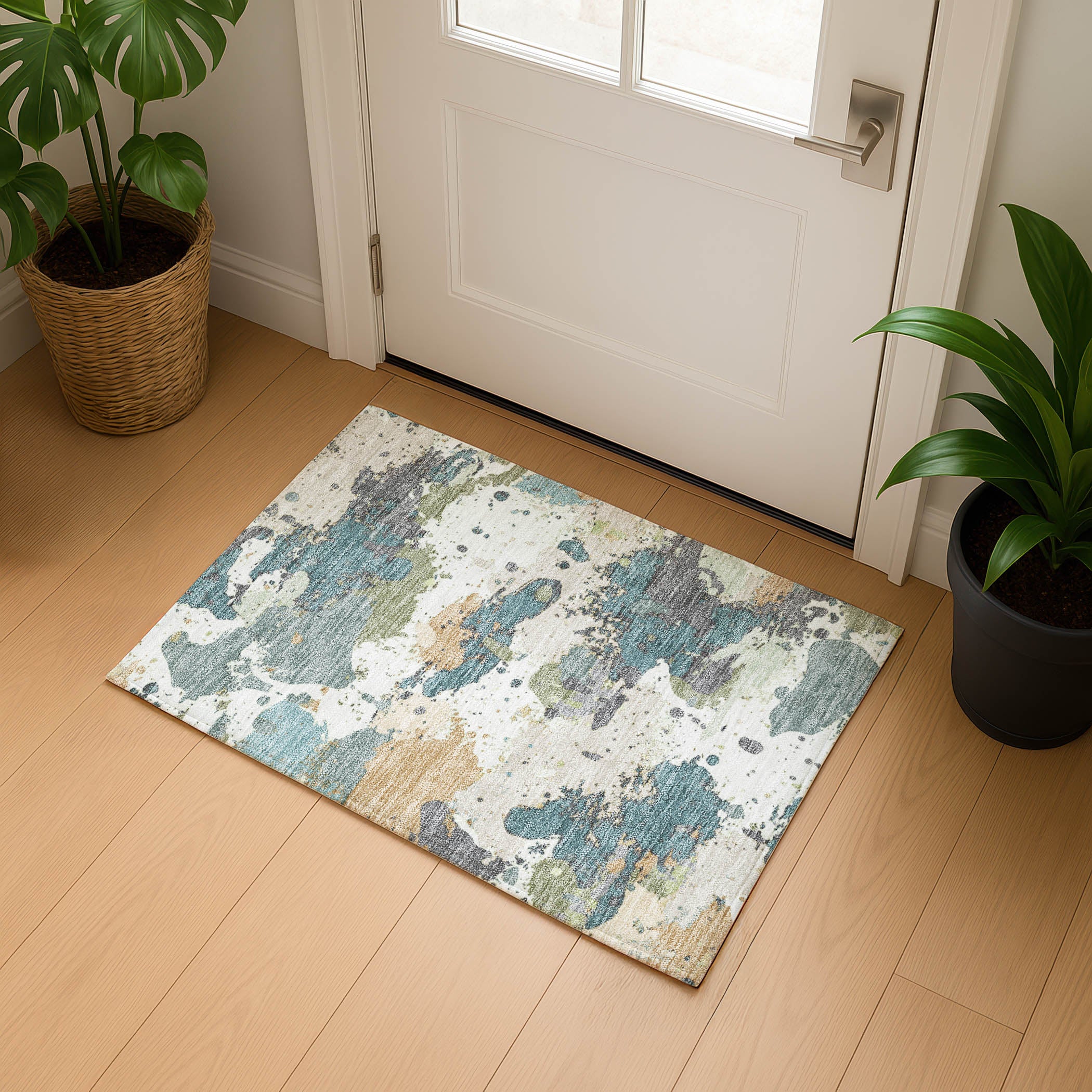 Marrakech Machine Washable Transitional Seafoam Blue Rug 1'8" x 2'6" #shape_Rectangle