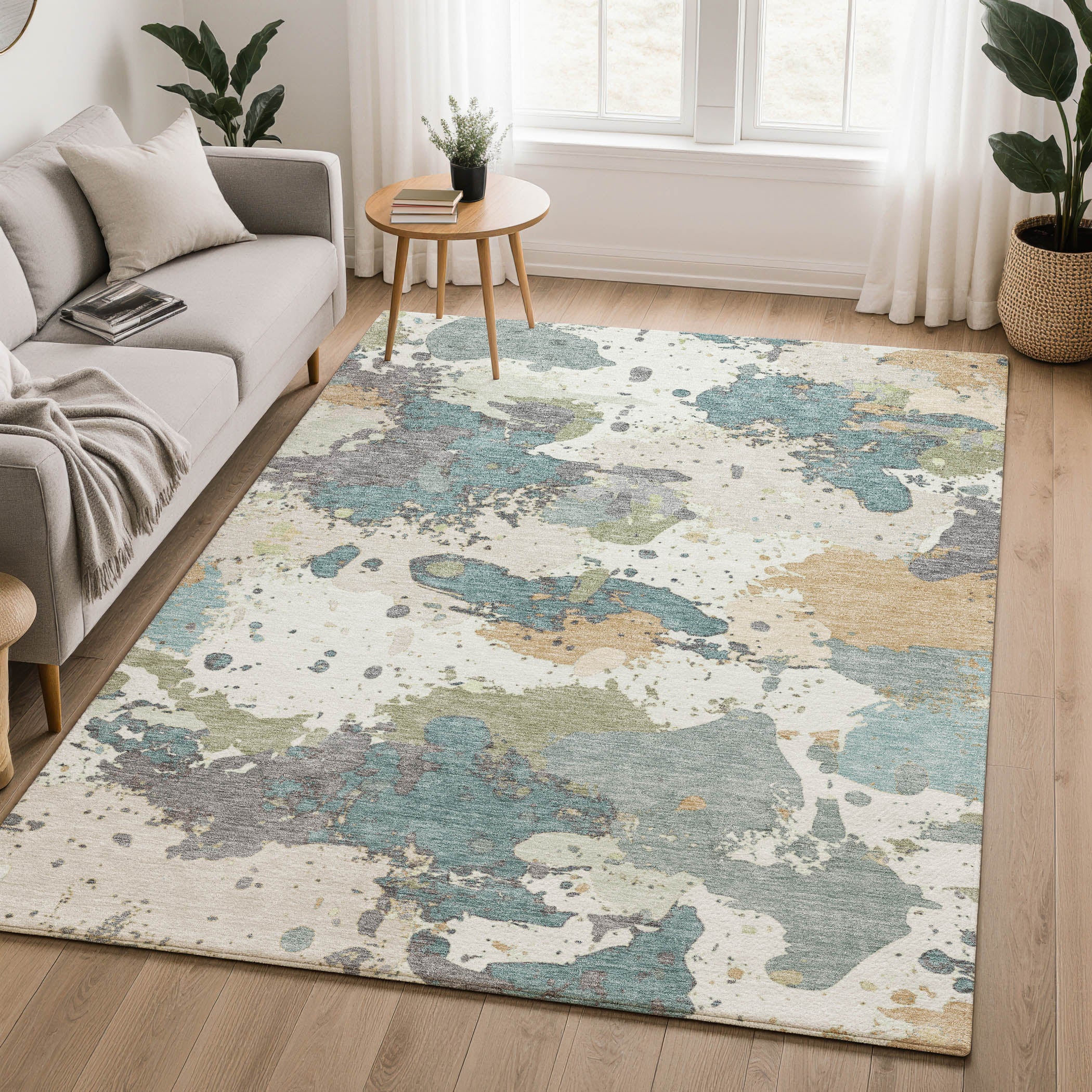 Marrakech Machine Washable Transitional Seafoam Blue Rug 2'6" x 3'10" #shape_Rectangle
