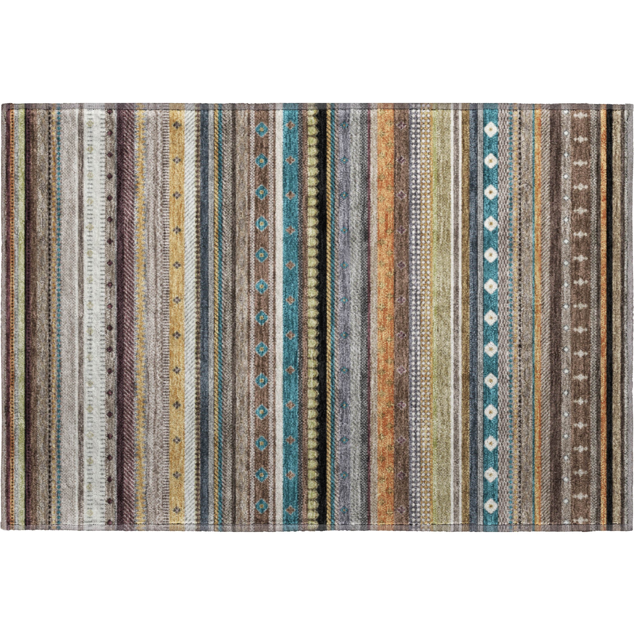 Lisbon Machine Washable Transitional Brown Rug 1'8" x 2'6" #shape_Rectangle