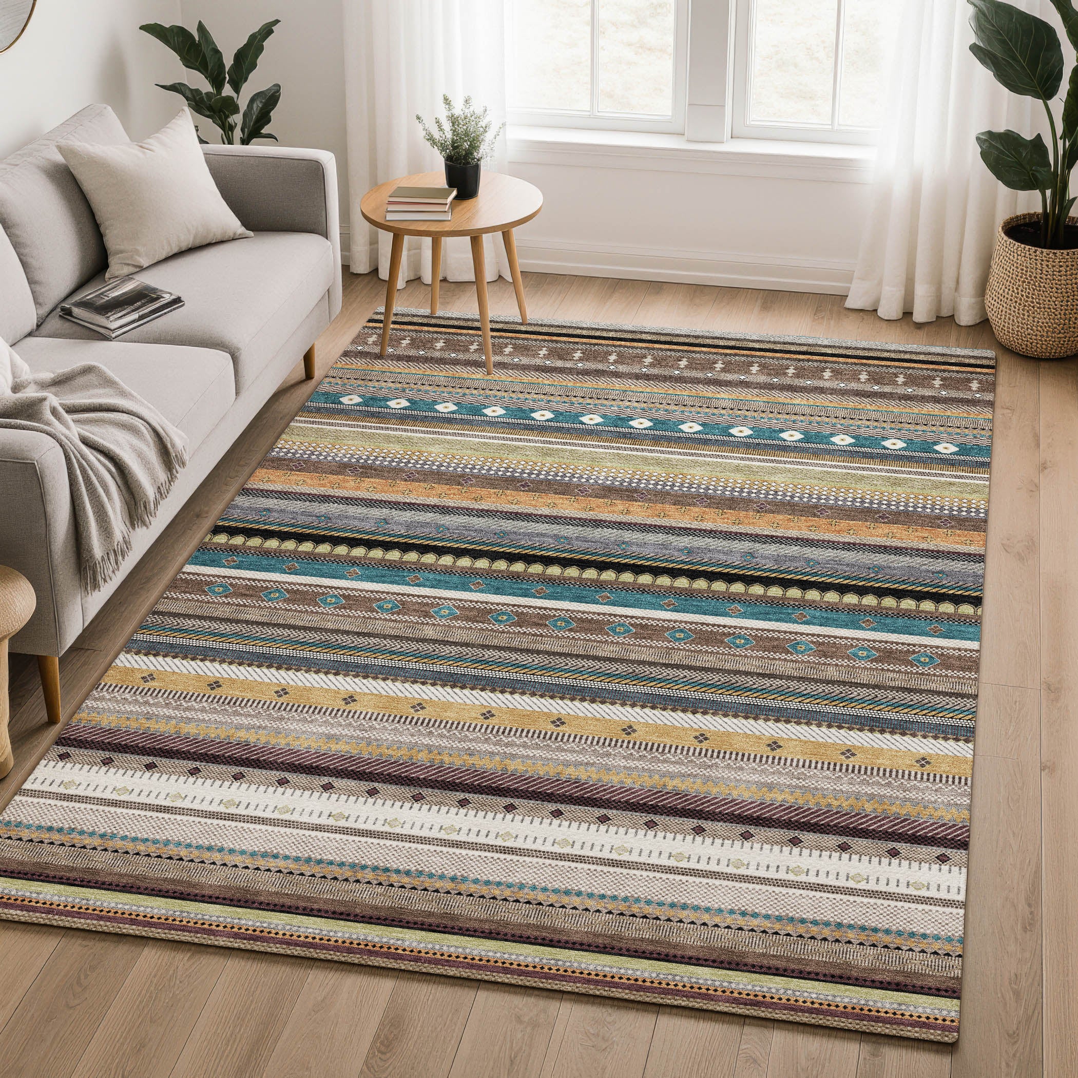Lisbon Machine Washable Transitional Brown Rug 2'6" x 3'10" #shape_Rectangle