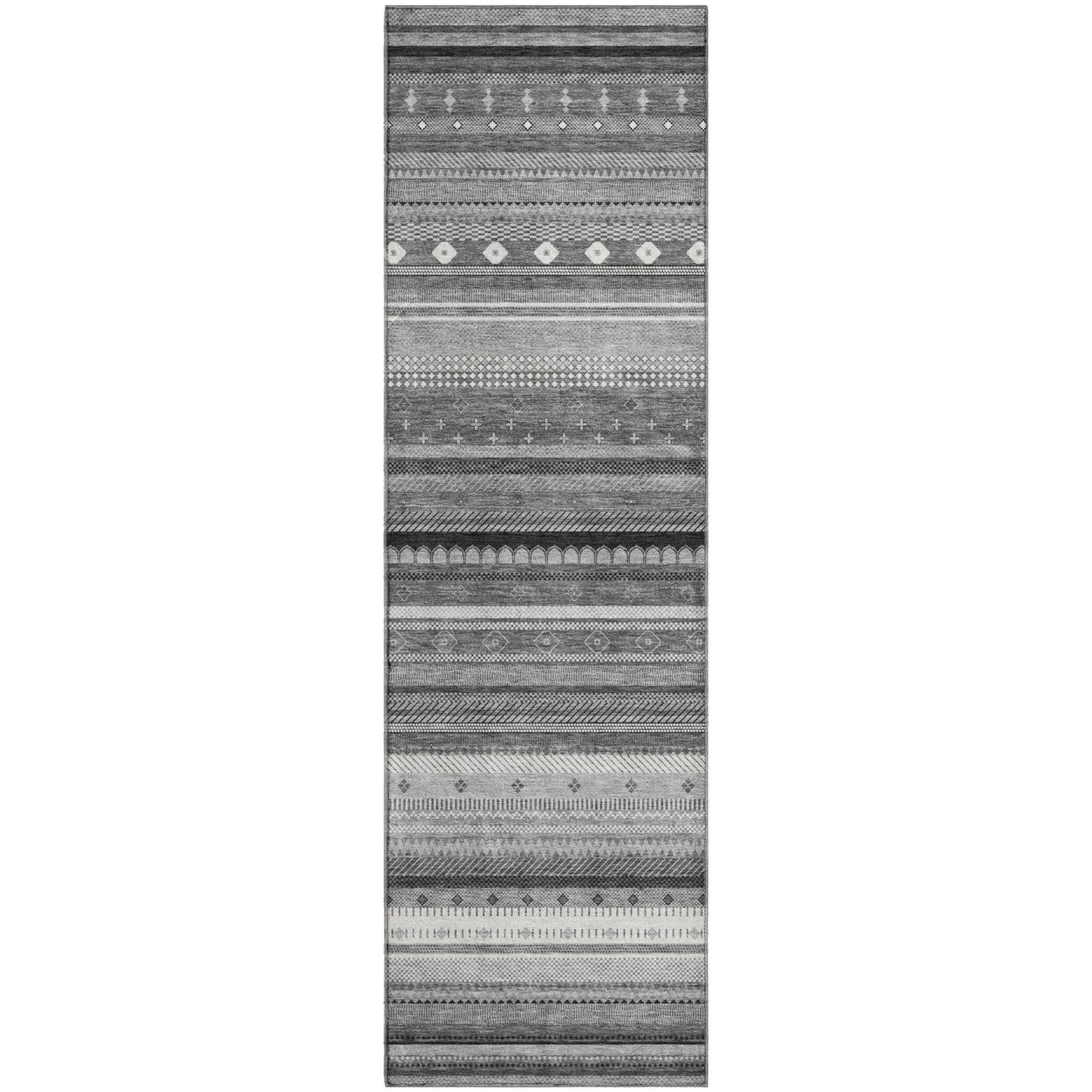Lisbon Machine Washable Transitional Gray Rug 2'3" x 7'6" #shape_Runner