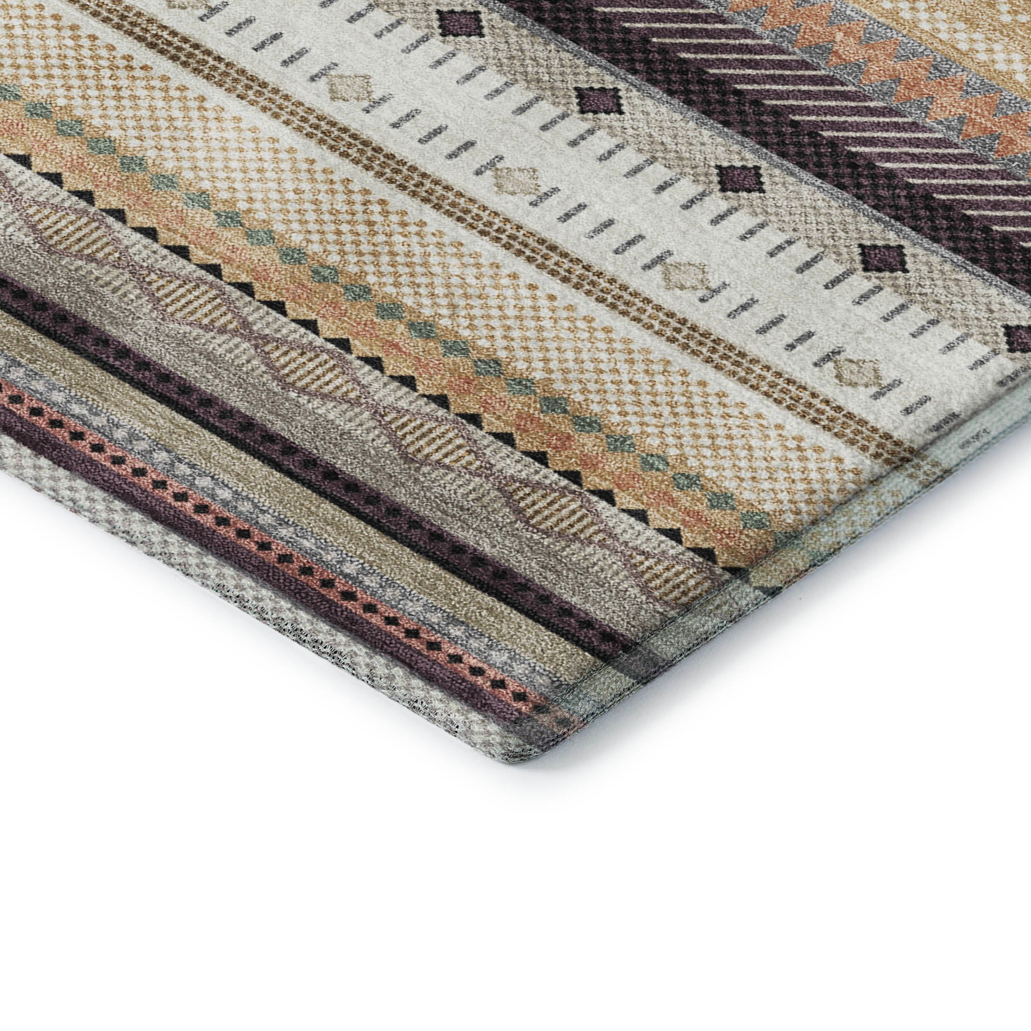Lisbon Machine Washable Transitional Khaki Brown Rug 1'8" x 2'6" #shape_Rectangle