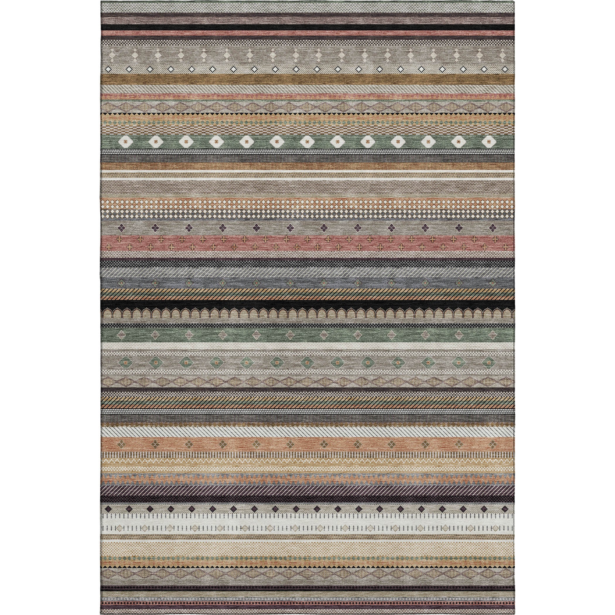 Lisbon Machine Washable Transitional Khaki Brown Rug 2'6" x 3'10" #shape_Rectangle