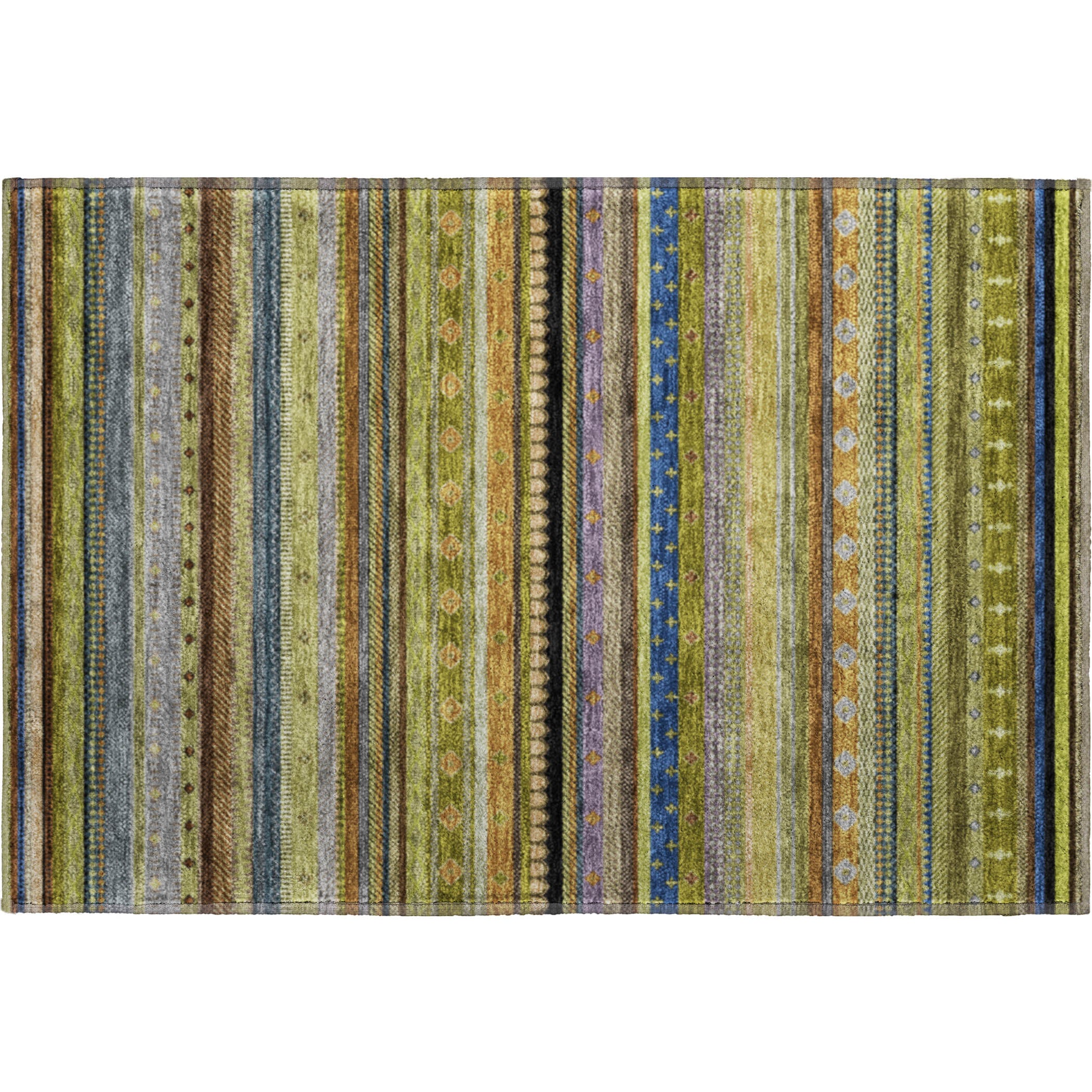 Lisbon Machine Washable Transitional Olive Green Rug 1'8" x 2'6" #shape_Rectangle