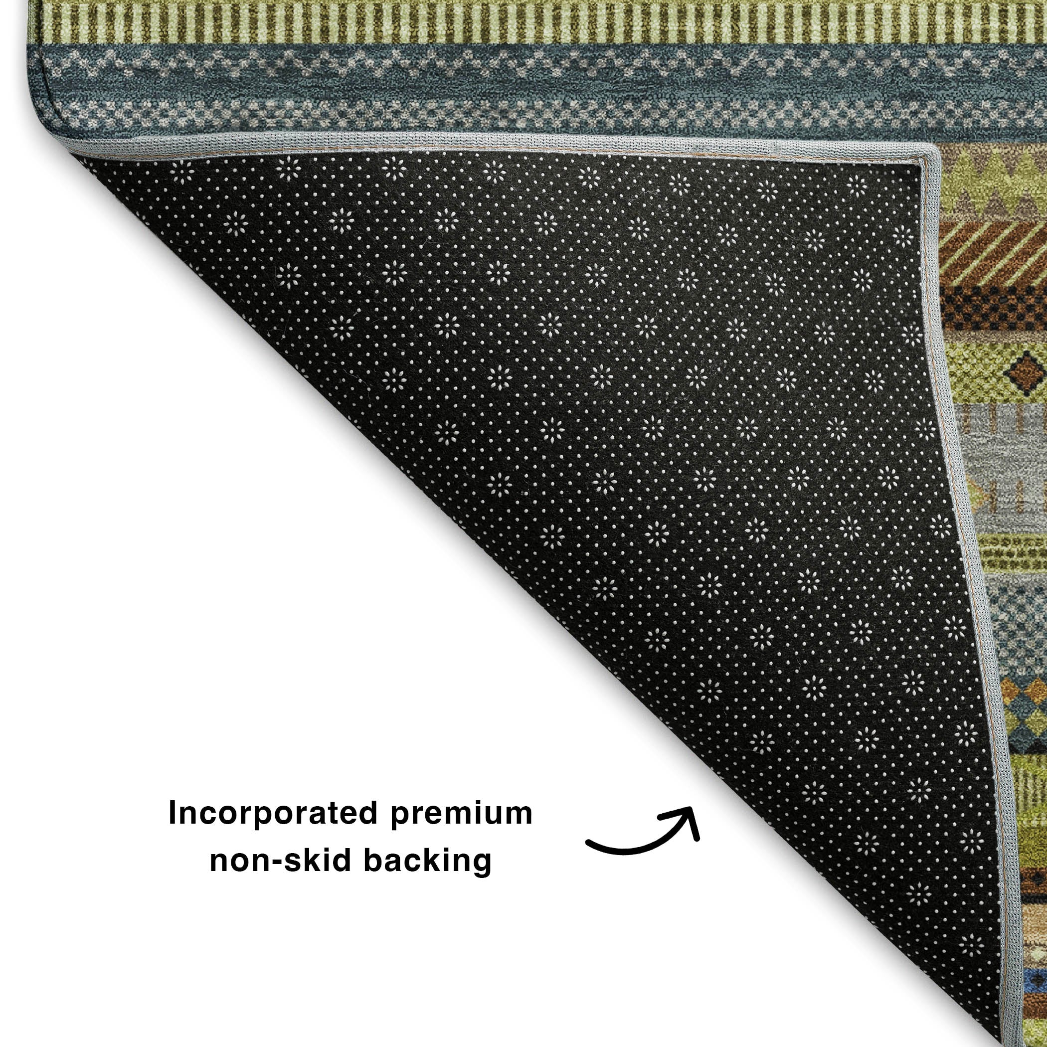 Lisbon Machine Washable Transitional Olive Green Rug 1'8" x 2'6" #shape_Rectangle