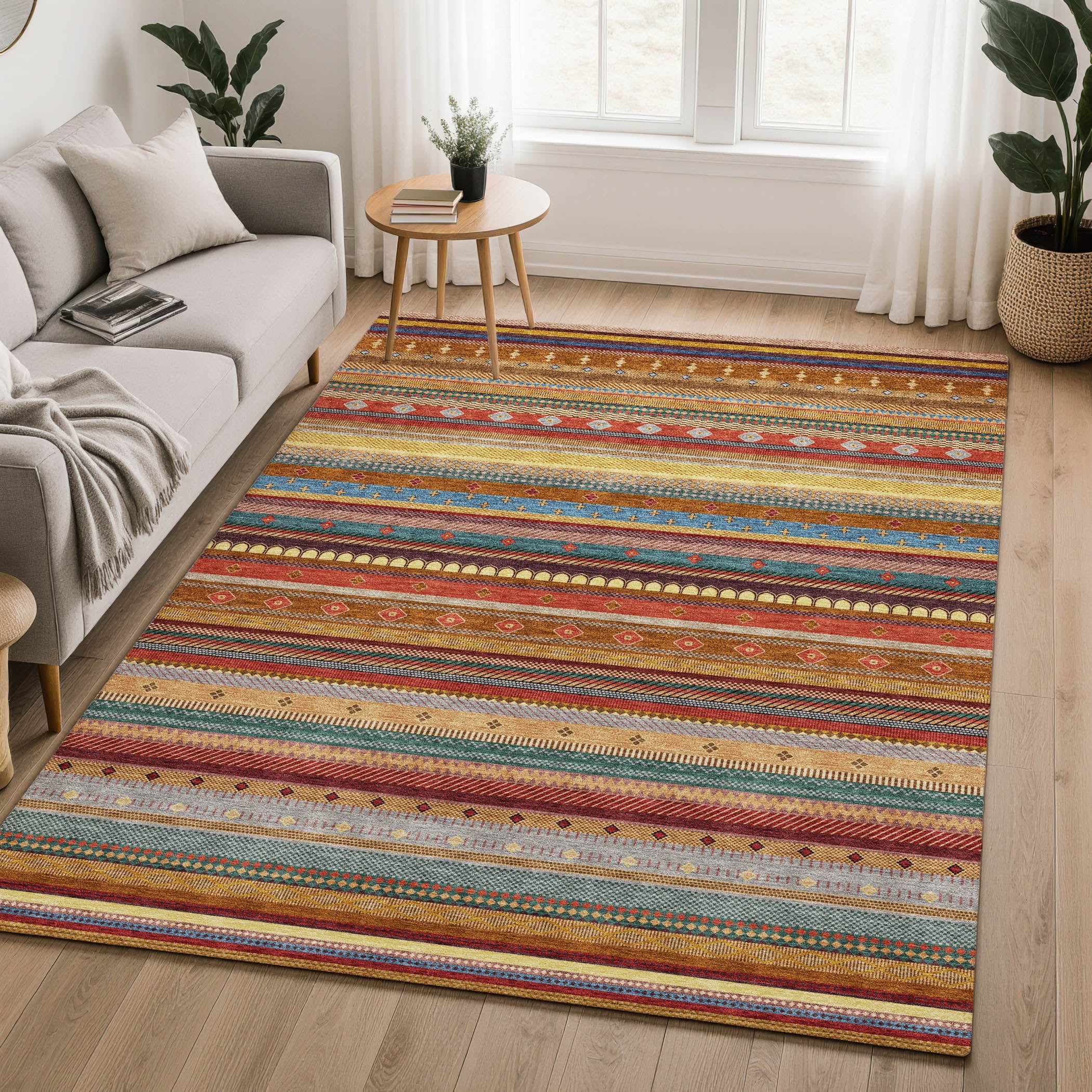 Lisbon Machine Washable Transitional Paprika Orange Rug 2'6" x 3'10" #shape_Rectangle