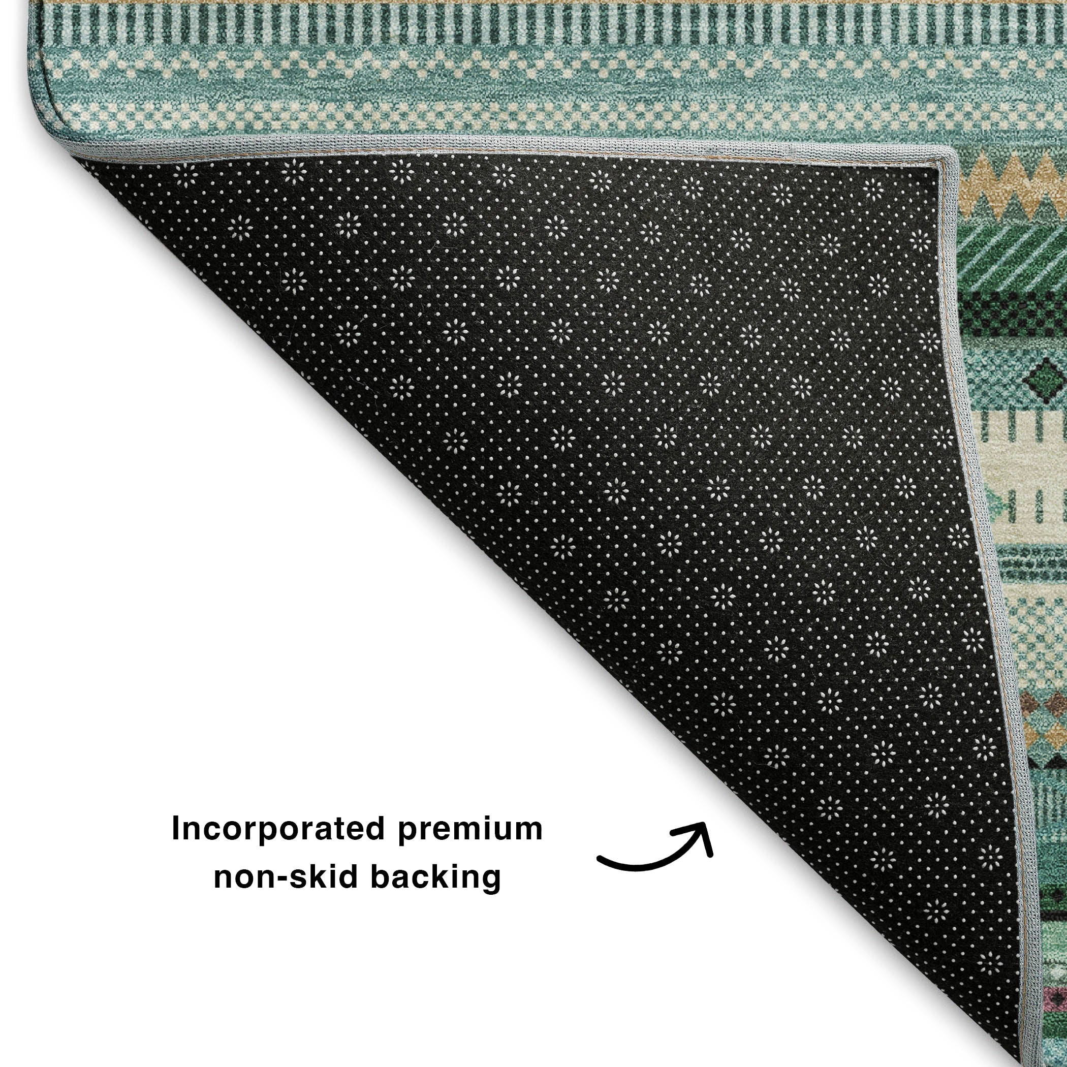 Lisbon Machine Washable Transitional Teal Rug 1'8" x 2'6" #shape_Rectangle