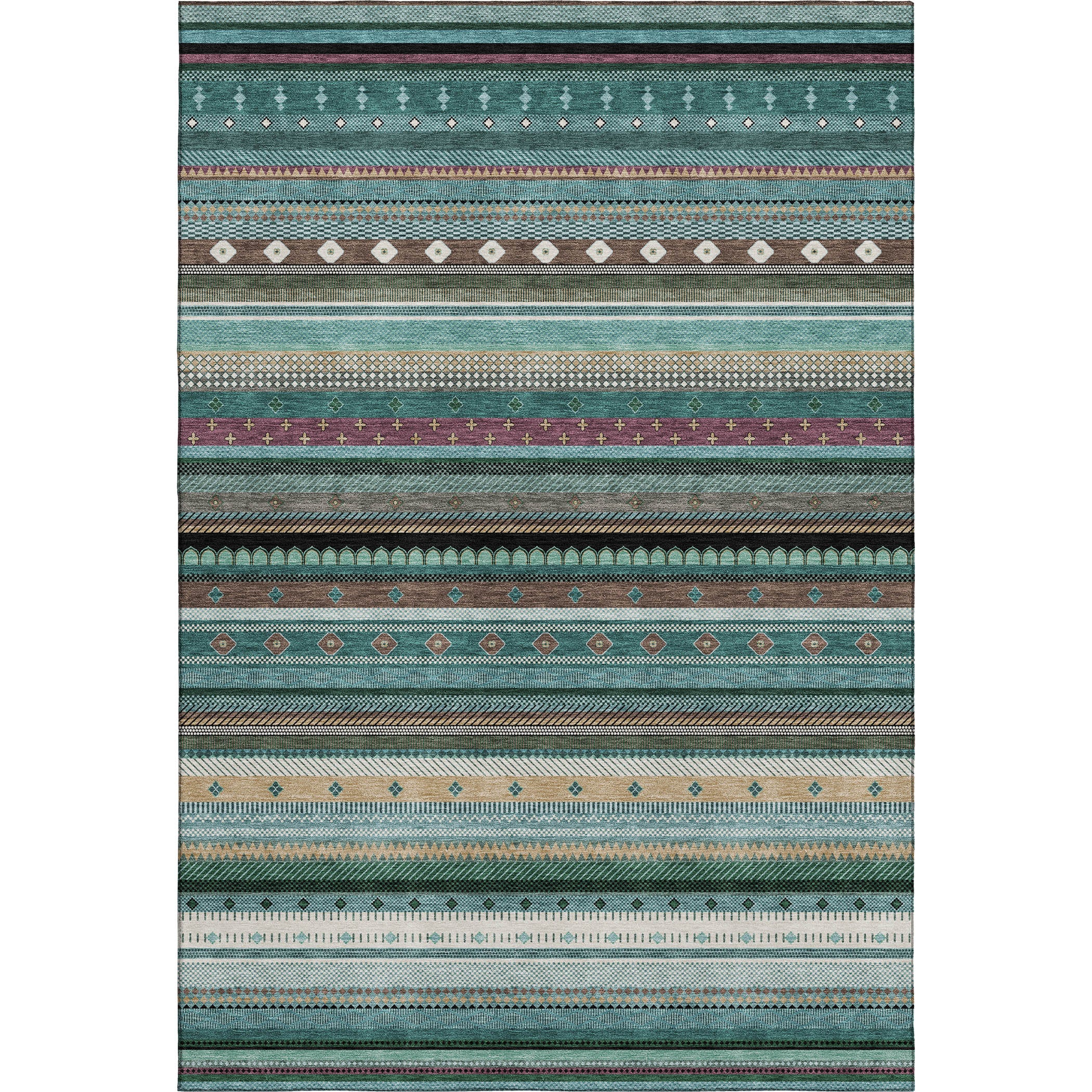Lisbon Machine Washable Transitional Teal Rug 2'6" x 3'10" #shape_Rectangle