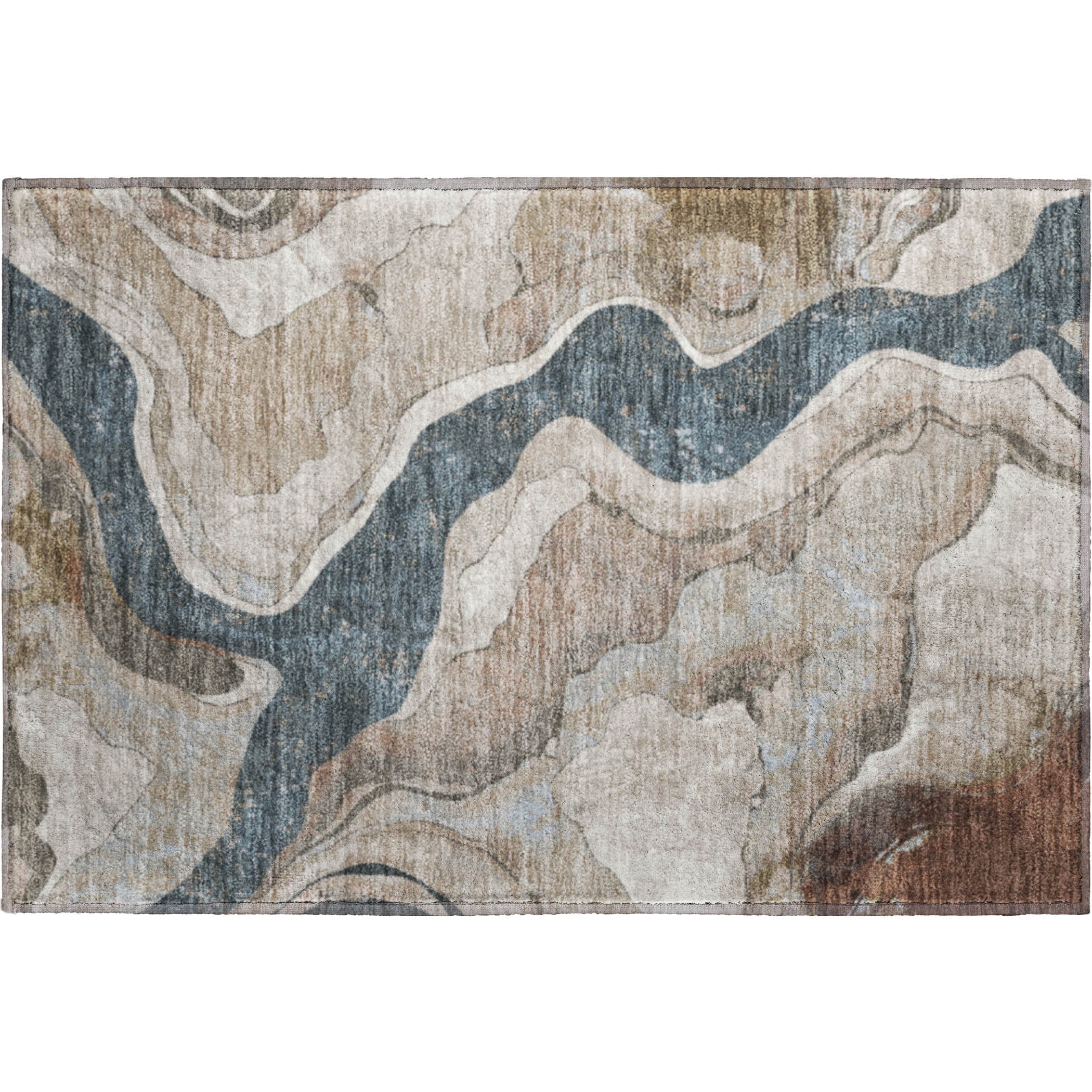 Split Machine Washable Transitional Beige Brown Rug 1'8" x 2'6" #shape_Rectangle
