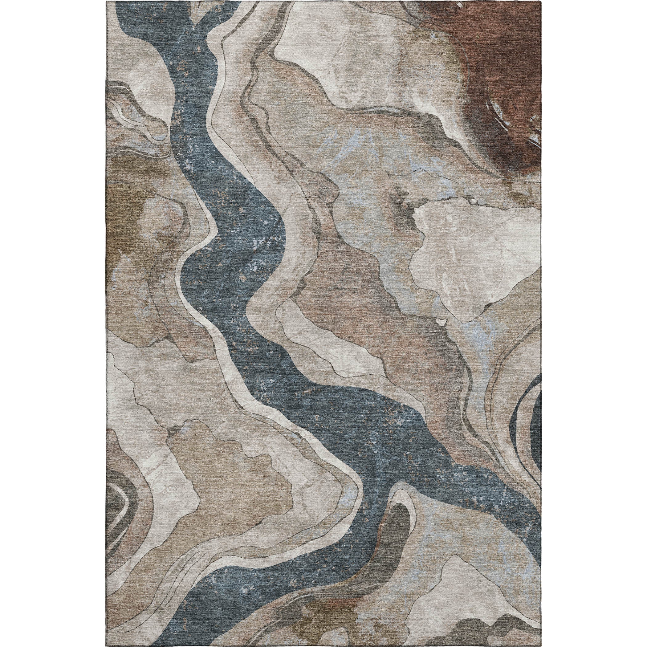 Split Machine Washable Transitional Beige Brown Rug 2'6" x 3'10" #shape_Rectangle