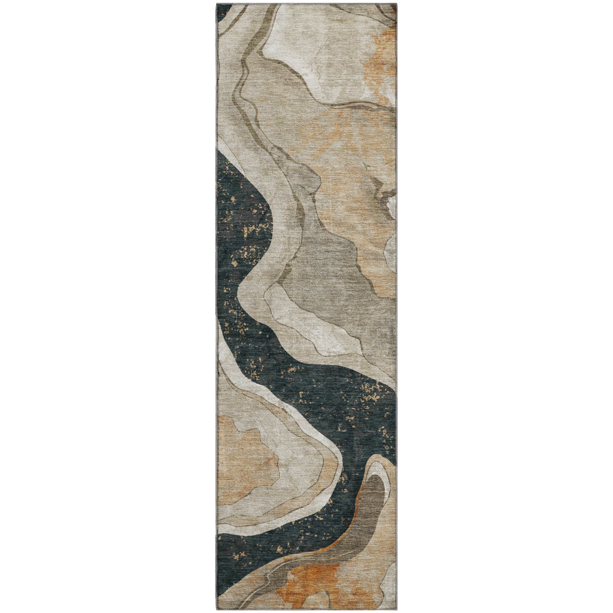Split Machine Washable Transitional Putty Ivory Rug 2'3" x 7'6" #shape_Runner