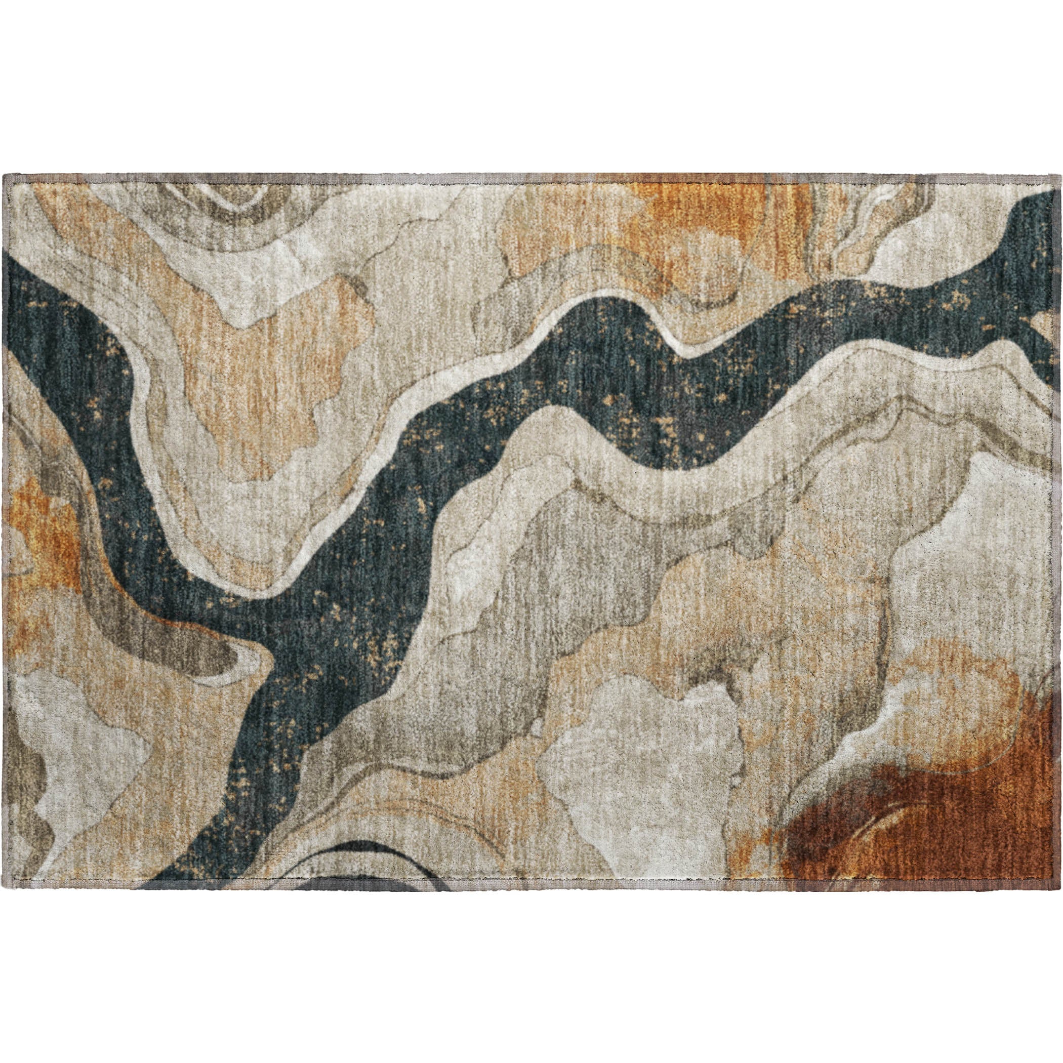 Split Machine Washable Transitional Putty Ivory Rug 1'8" x 2'6" #shape_Rectangle