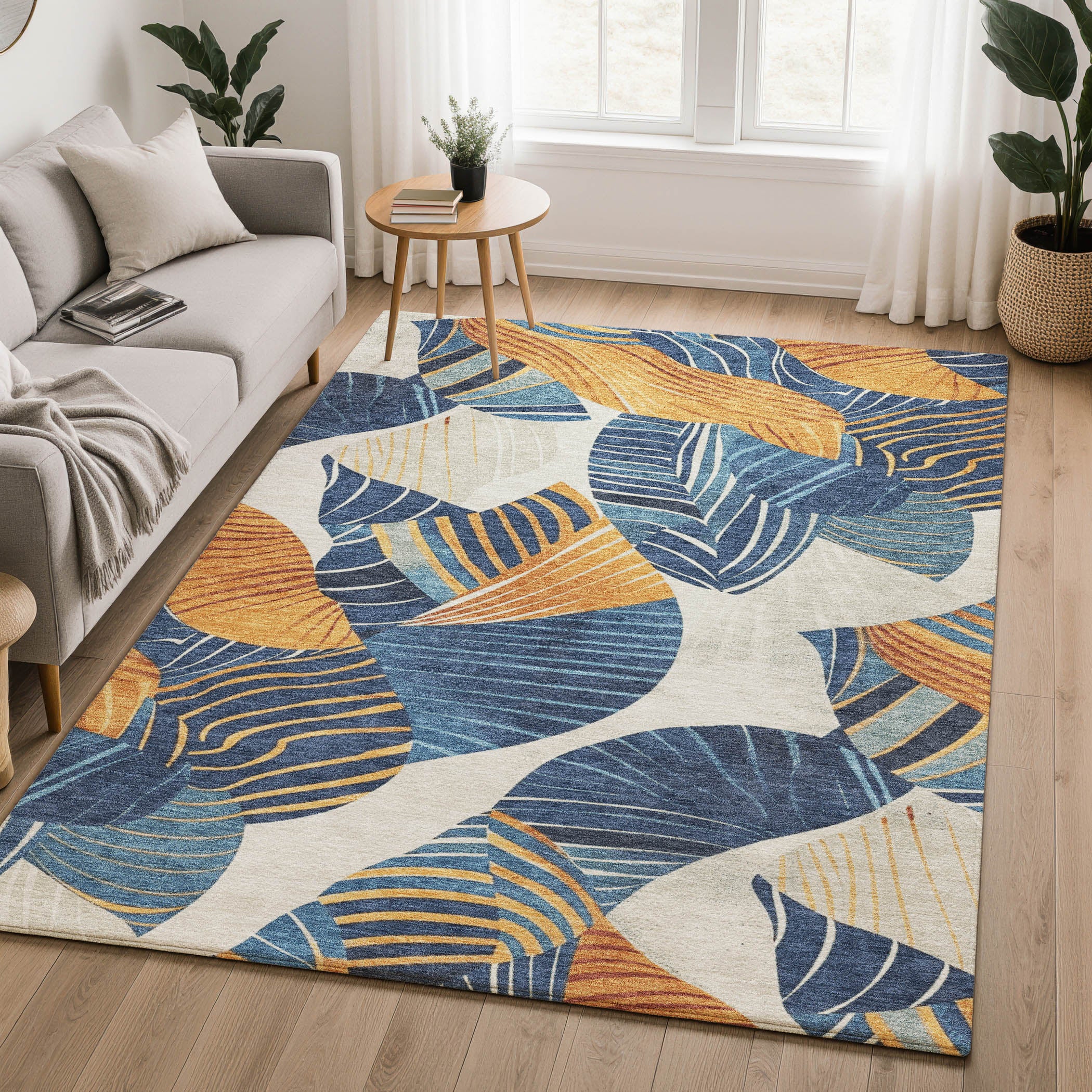 Colombo Machine Washable Transitional Navy Blue Rug 2'6" x 3'10" #shape_Rectangle