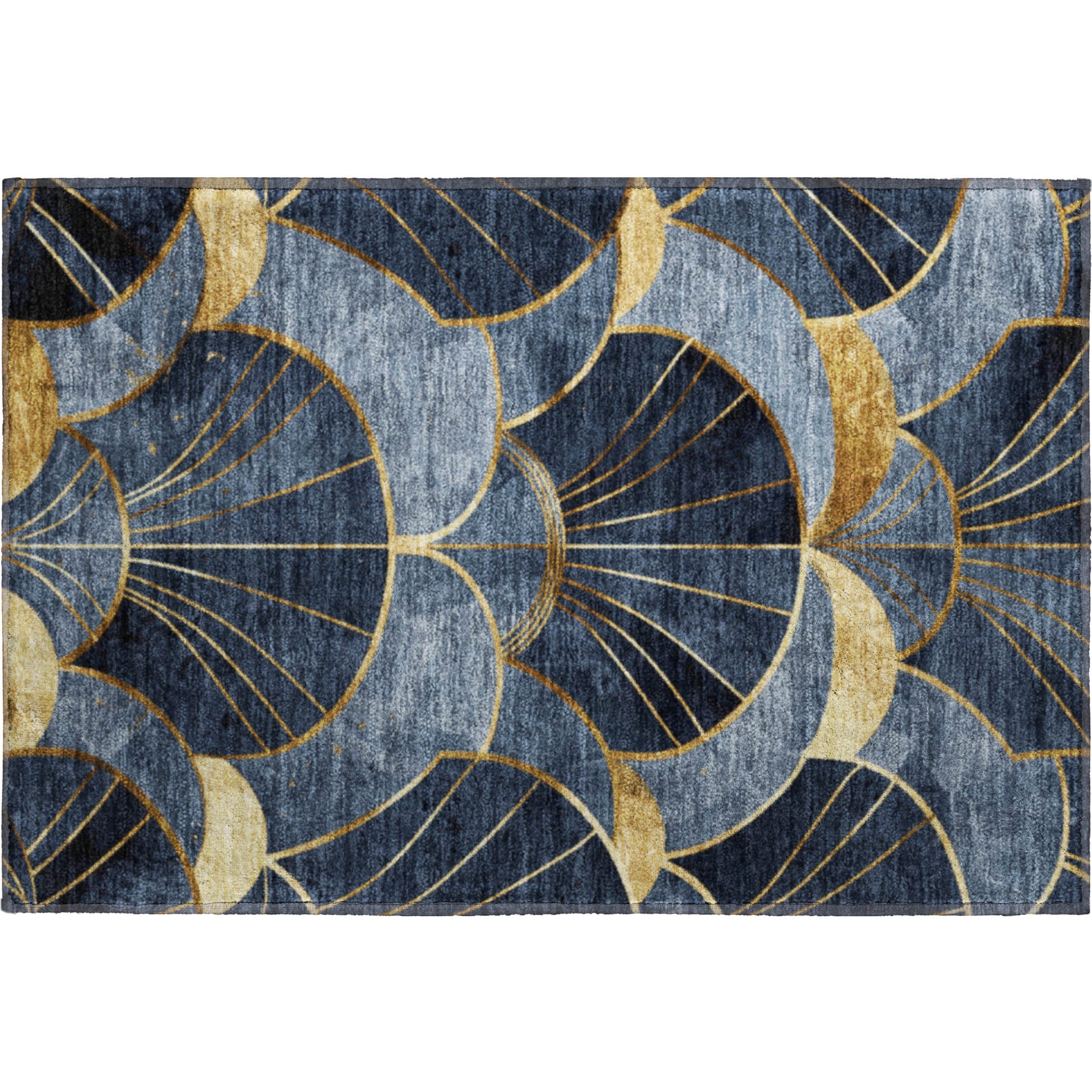 Santorini Machine Washable Transitional Navy Blue Rug 1'8" x 2'6" #shape_Rectangle