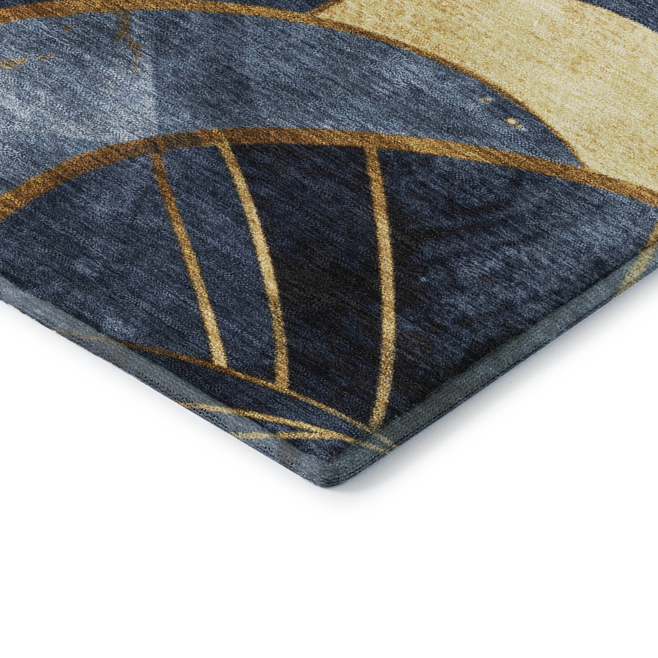Santorini Machine Washable Transitional Navy Blue Rug 1'8" x 2'6" #shape_Rectangle
