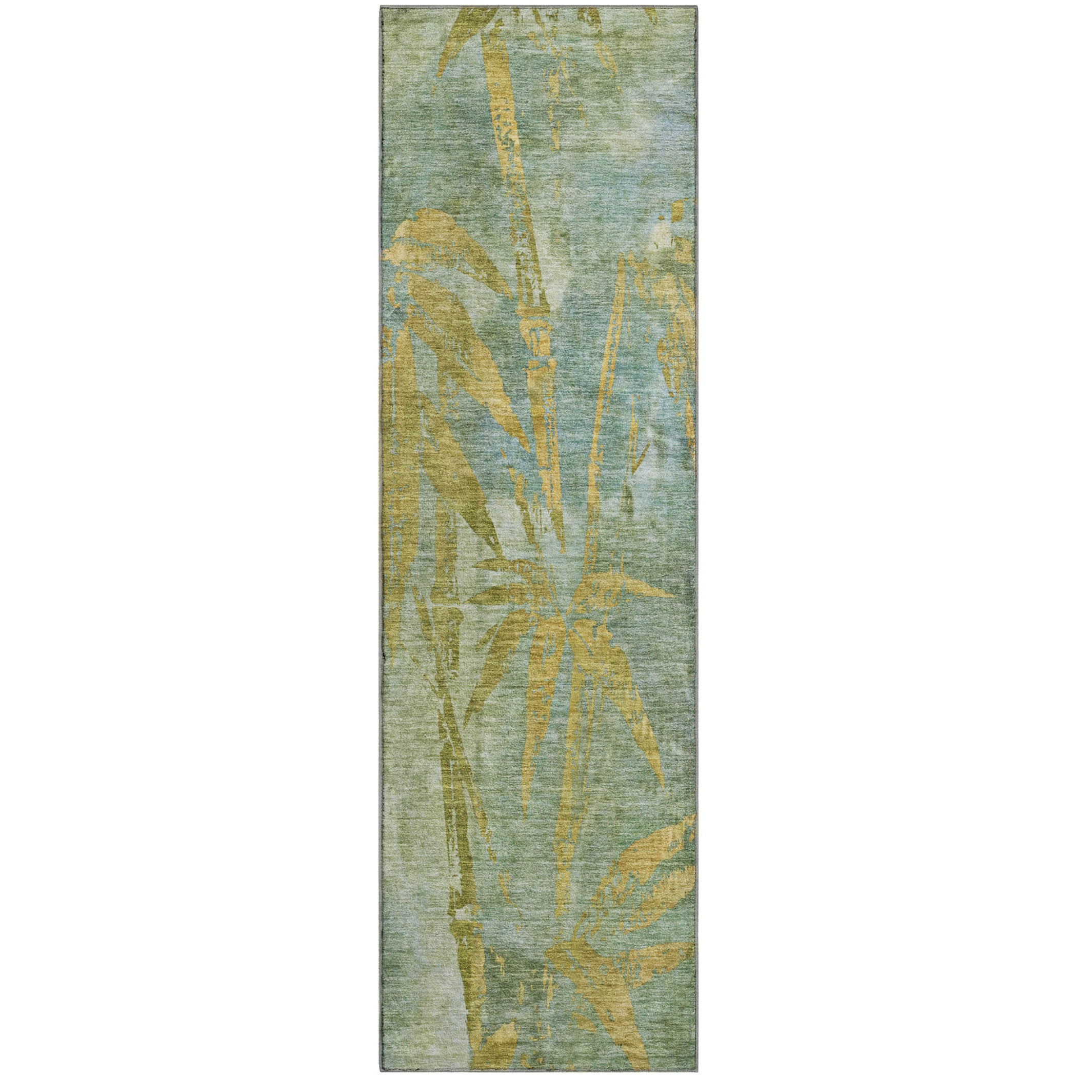 Vienna Machine Washable Transitional Aloe Green Rug 2'3" x 7'6" #shape_Runner