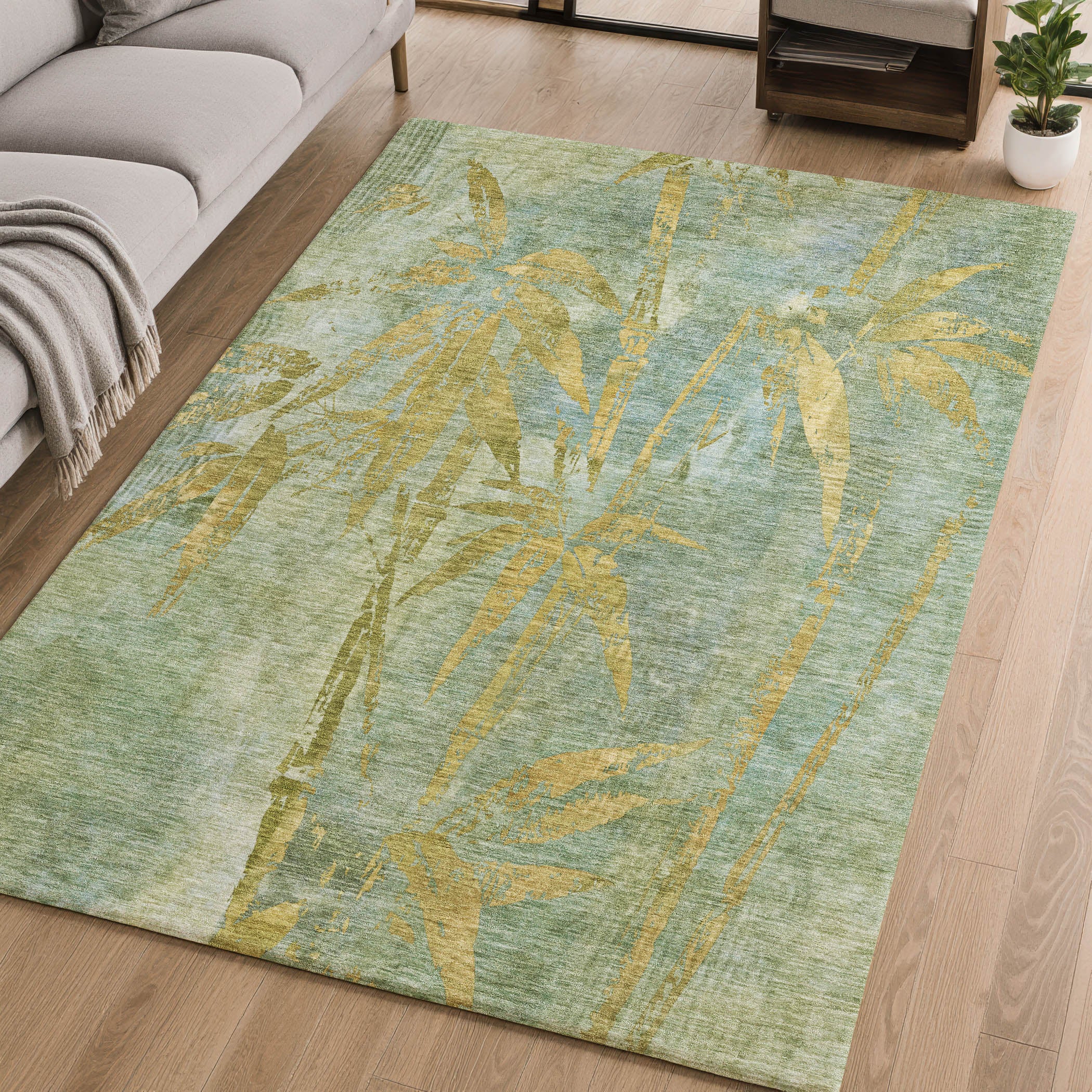 Vienna Machine Washable Transitional Aloe Green Rug 2'6" x 3'10" #shape_Rectangle