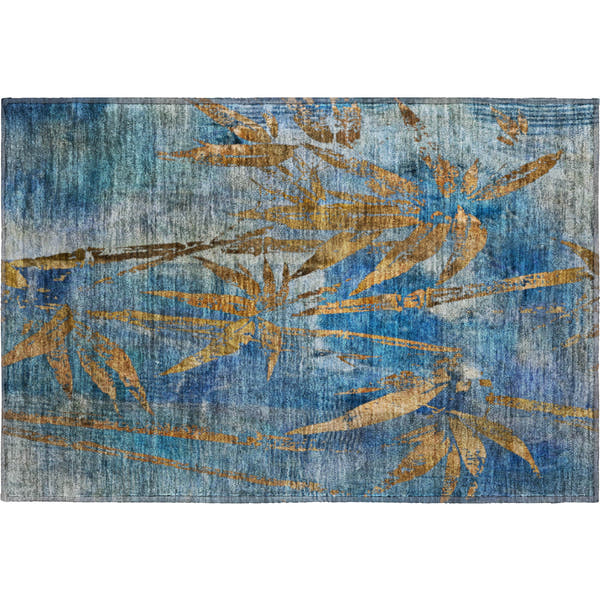 Vienna Machine Washable Transitional Blue Rug 1'8" x 2'6"
