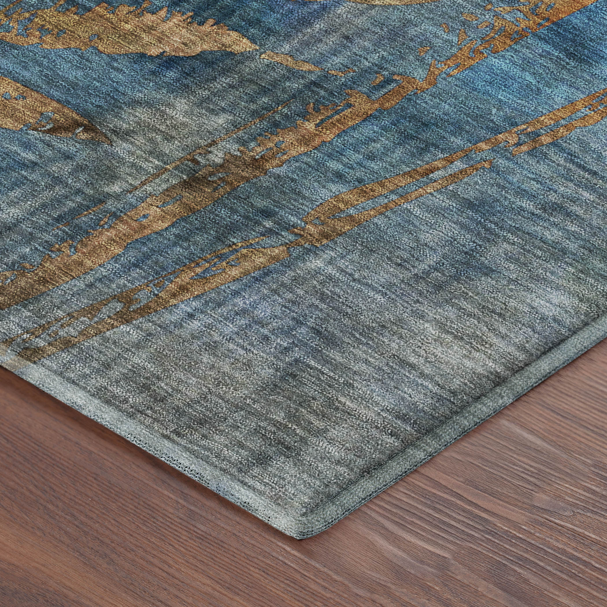Vienna Machine Washable Transitional Blue Rug 1'8" x 2'6" #shape_Rectangle