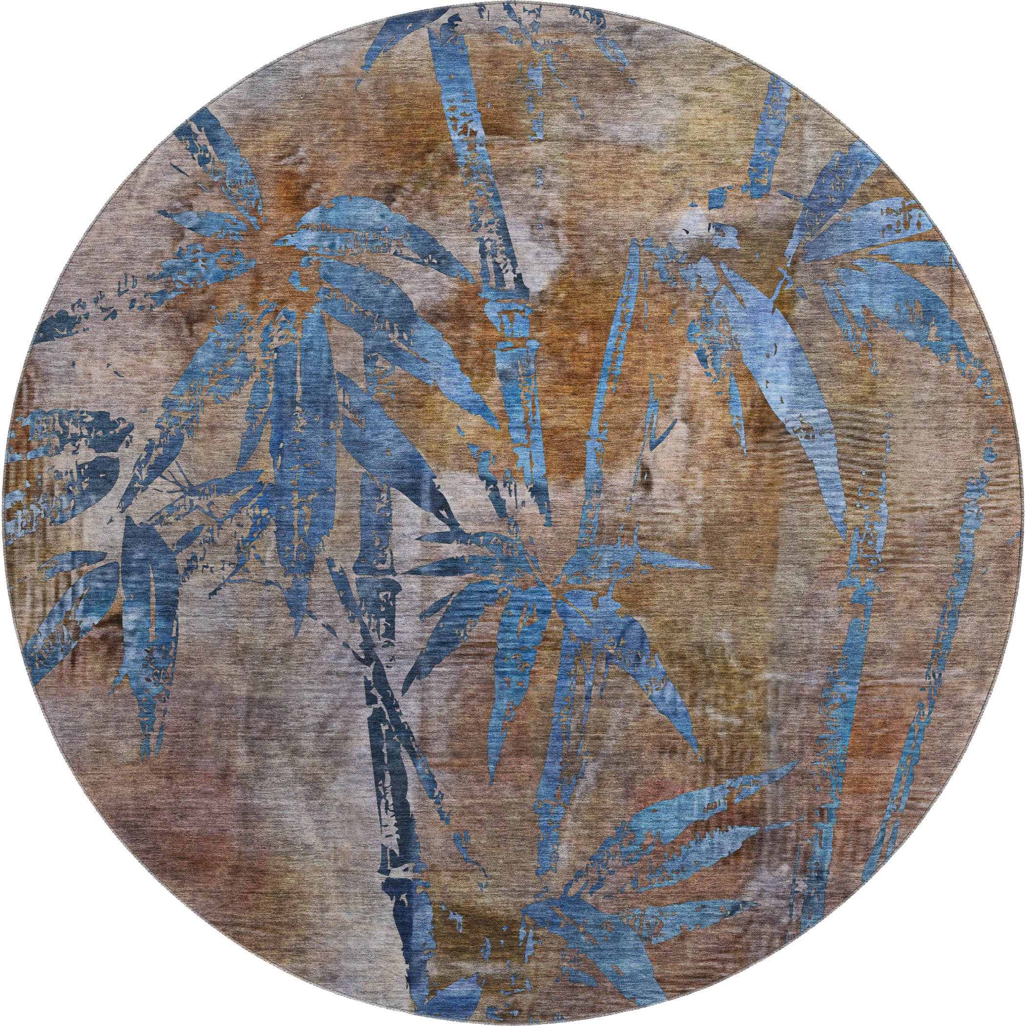 Vienna Machine Washable Transitional Brown Rug 8' x 8' #shape_Round