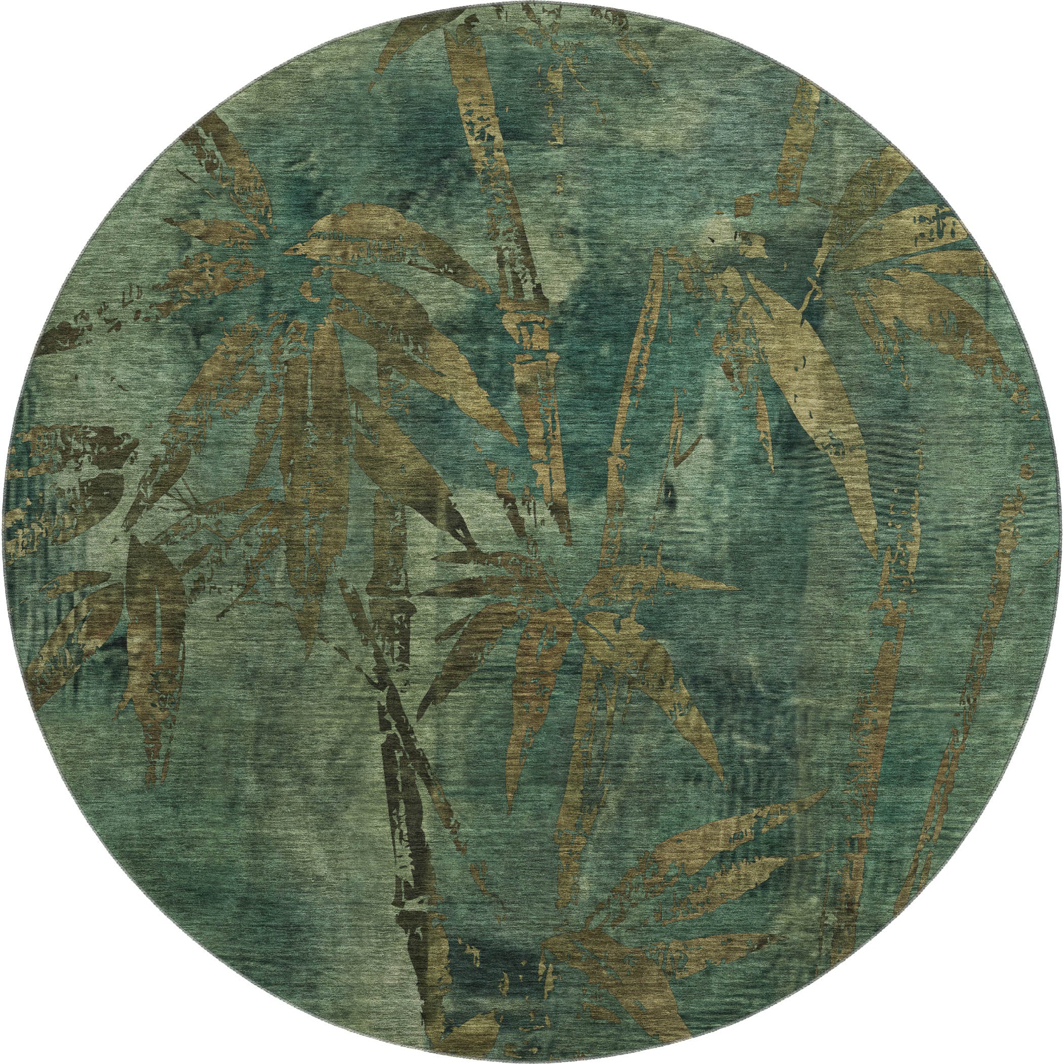 Vienna Machine Washable Transitional Green Rug 8' x 8' #shape_Round