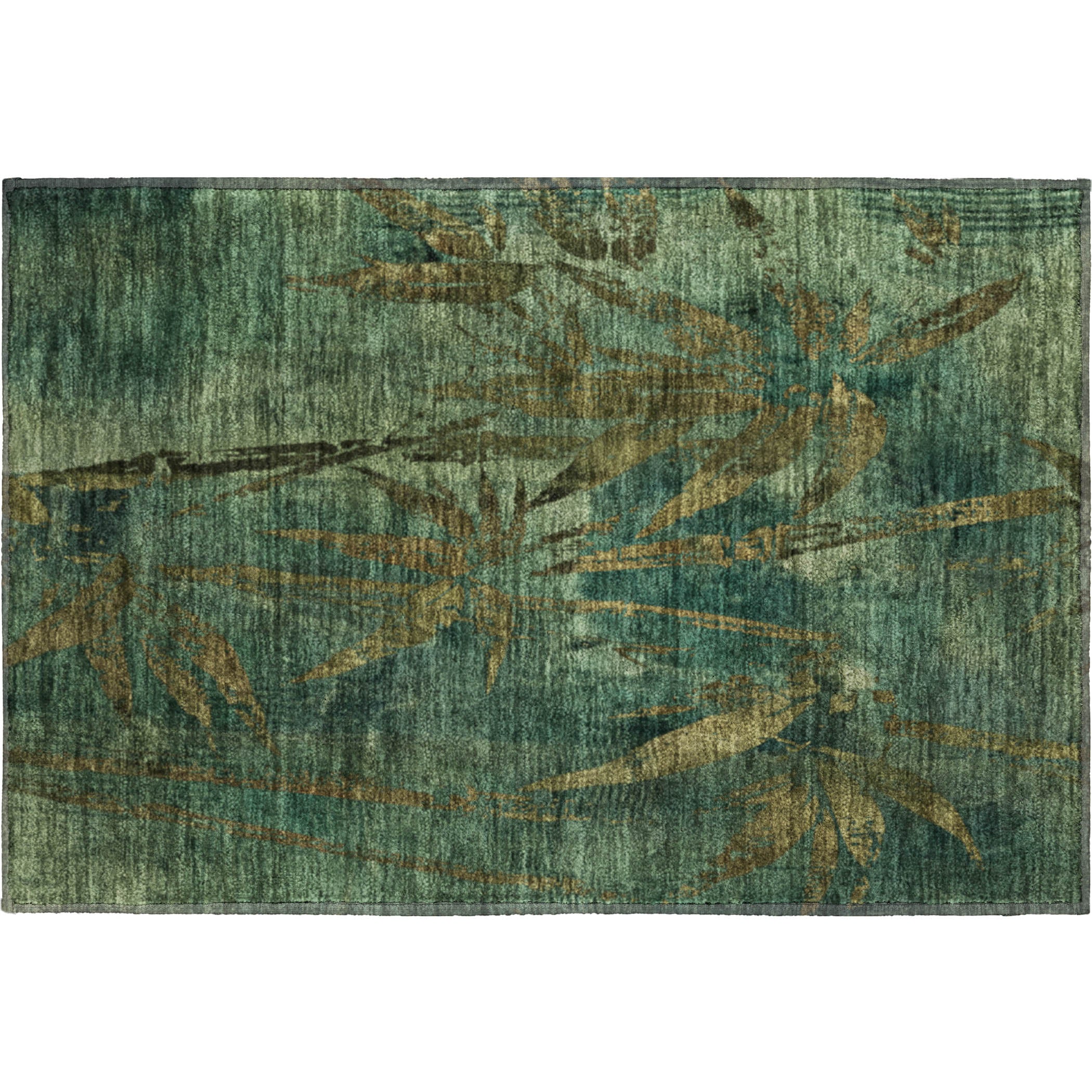 Vienna Machine Washable Transitional Green Rug 1'8" x 2'6" #shape_Rectangle