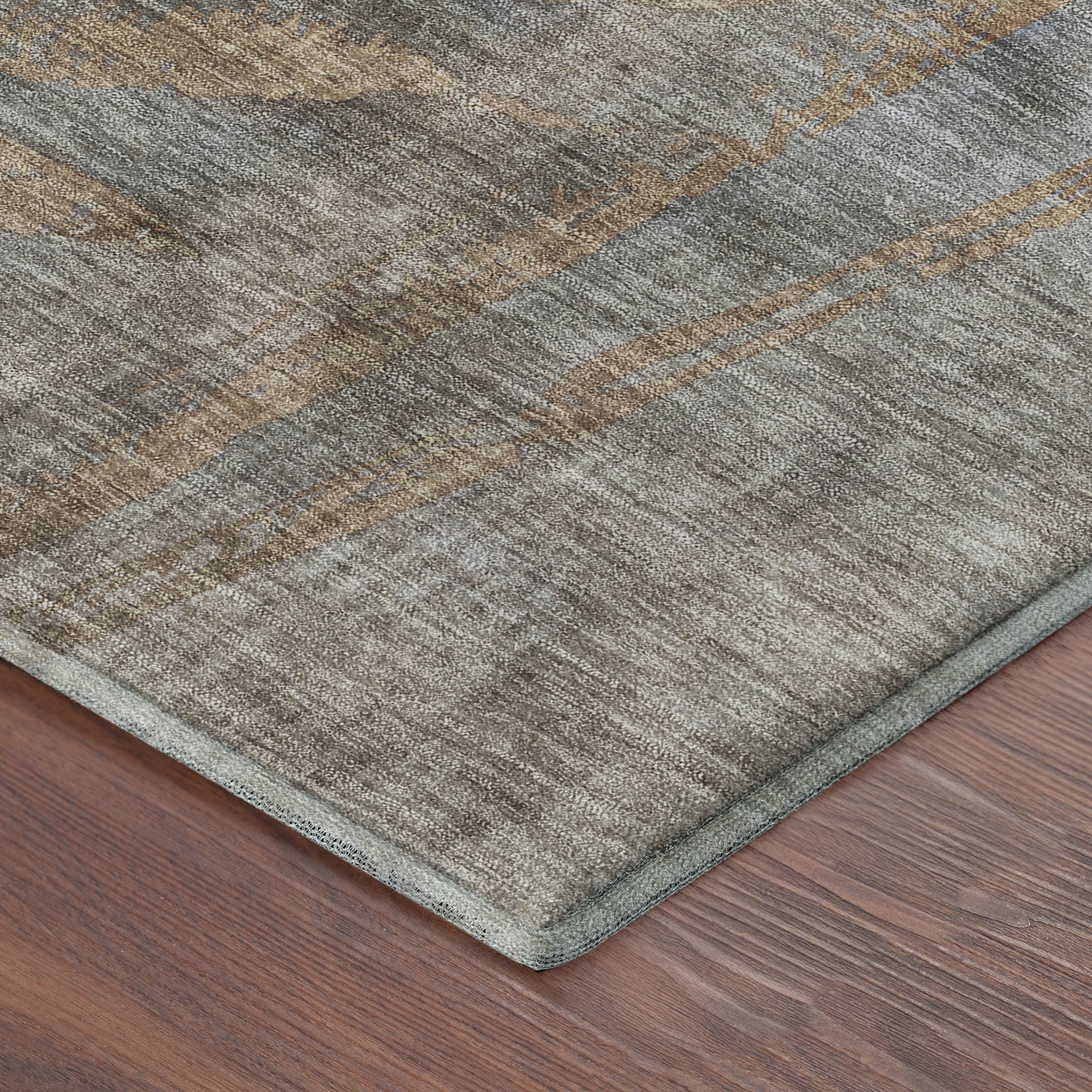 Vienna Machine Washable Transitional Khaki Brown Rug 1'8" x 2'6" #shape_Rectangle