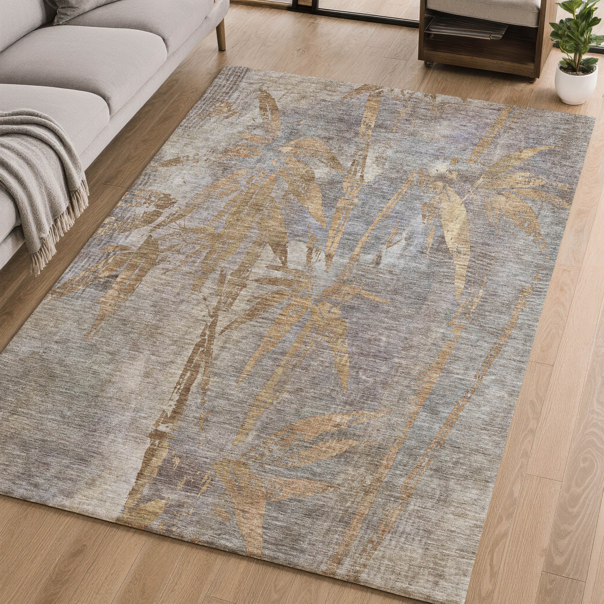 Vienna Machine Washable Transitional Khaki Brown Rug 2'6" x 3'10" #shape_Rectangle