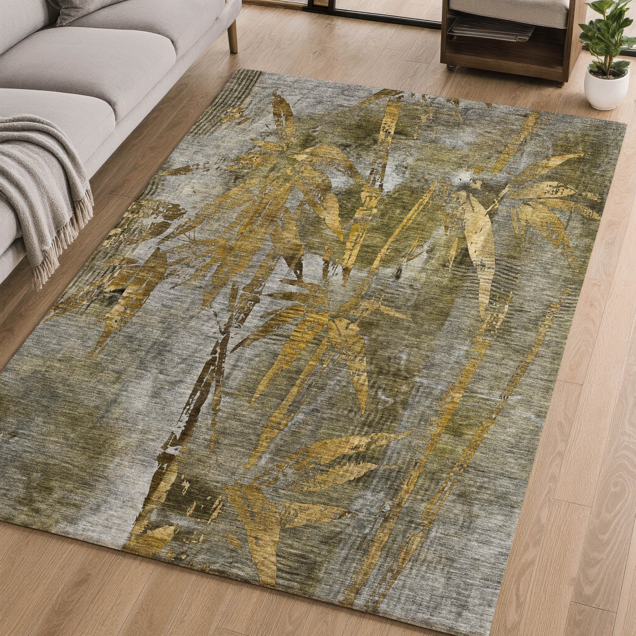 Vienna Machine Washable Transitional Pewter Gray Rug 2'6" x 3'10" #shape_Rectangle