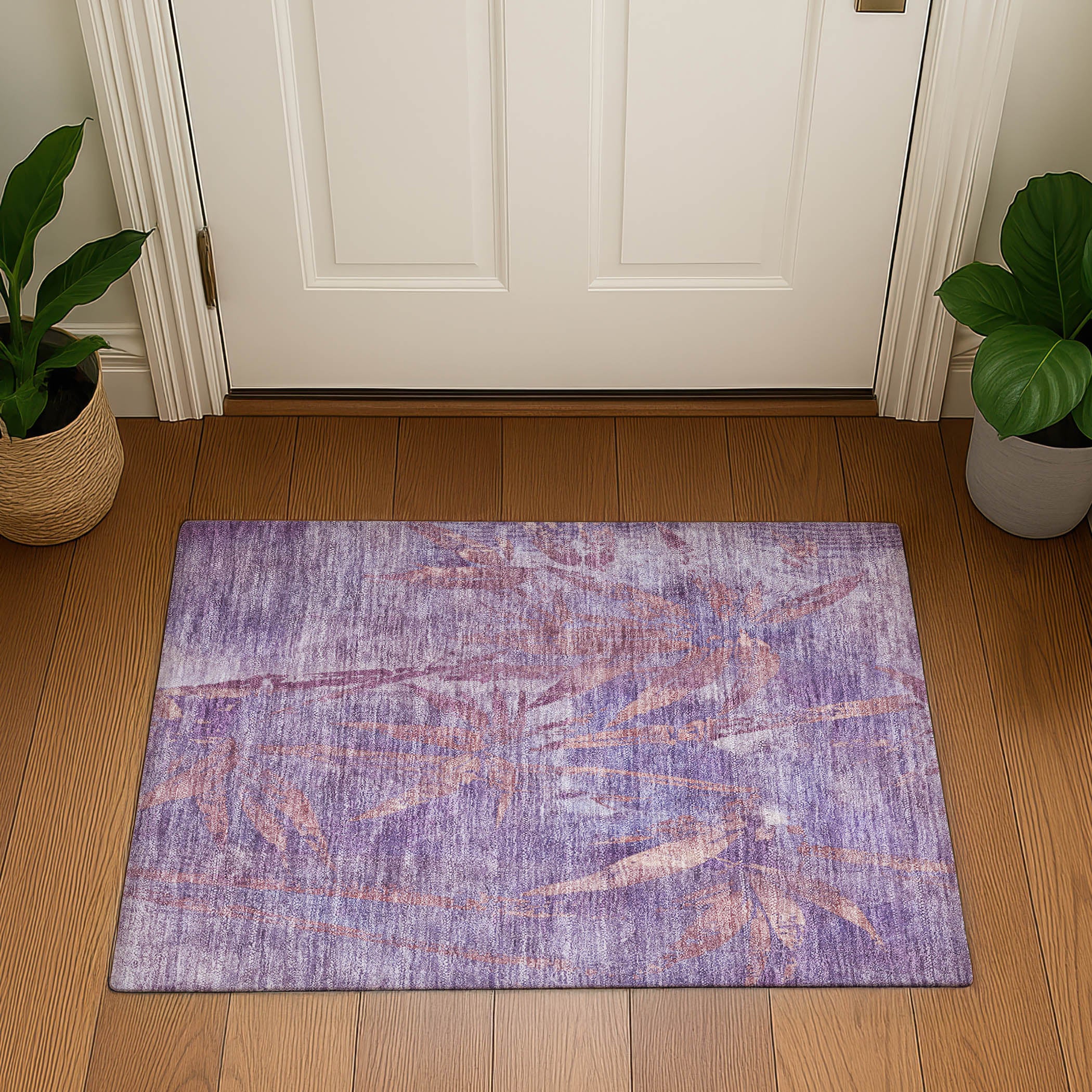 Vienna Machine Washable Transitional Plum Purple Rug 1'8" x 2'6" #shape_Rectangle