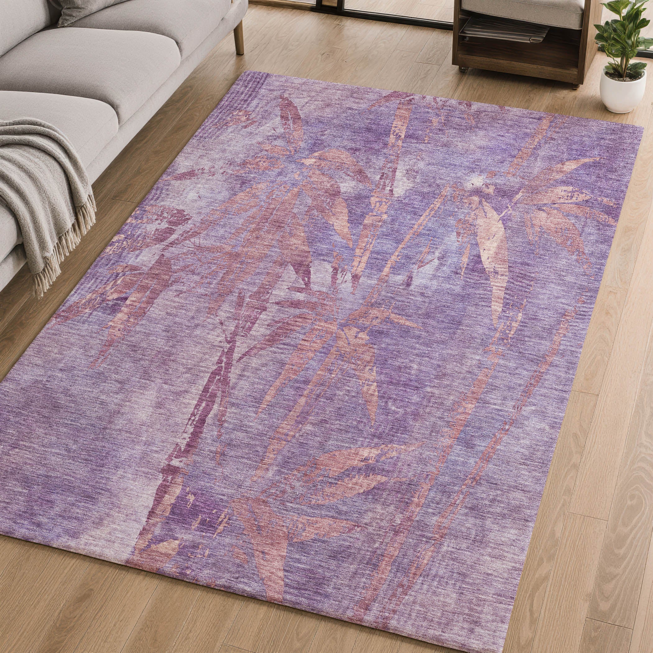 Vienna Machine Washable Transitional Plum Purple Rug 2'6" x 3'10" #shape_Rectangle