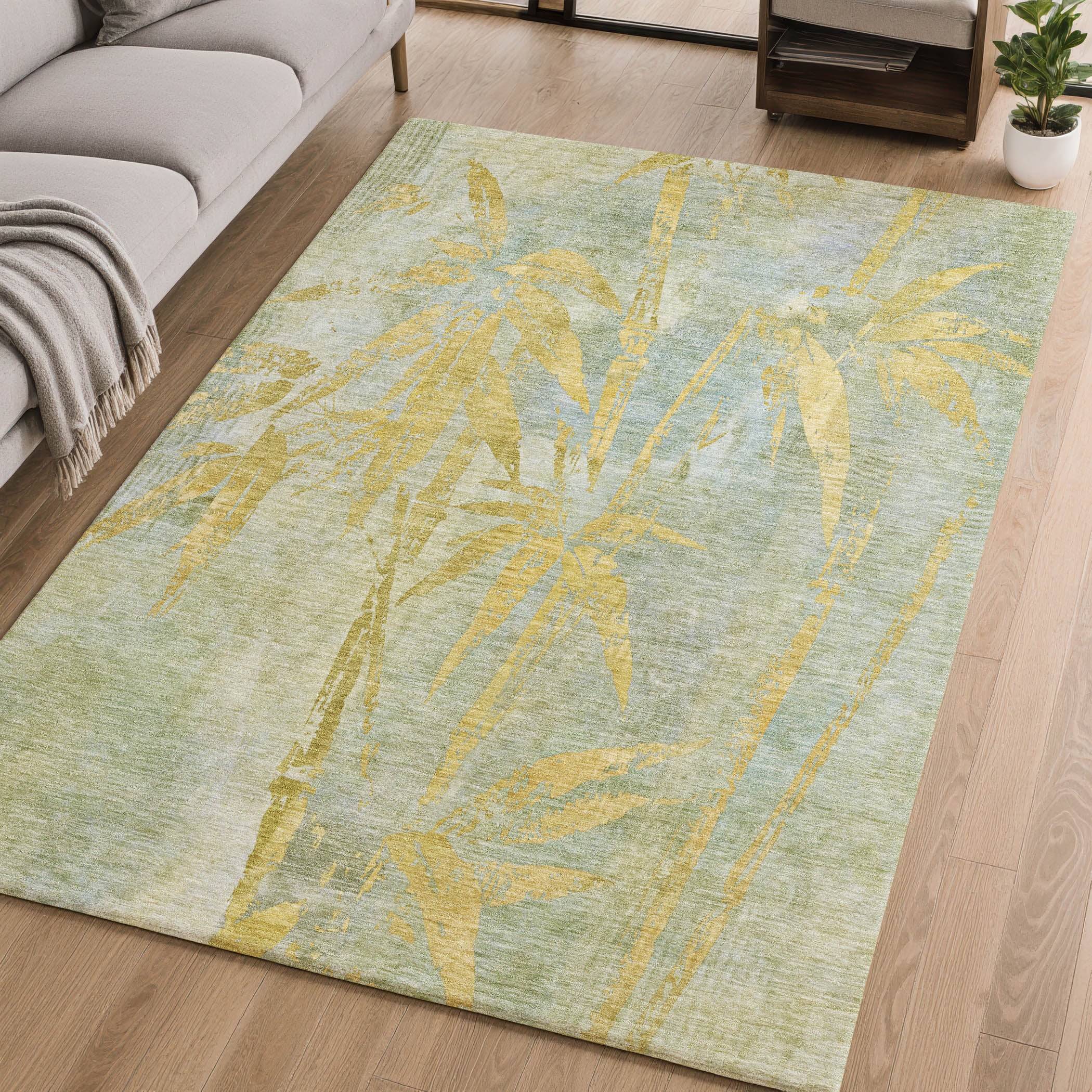 Vienna Machine Washable Transitional Sage Green Rug 2'6" x 3'10" #shape_Rectangle