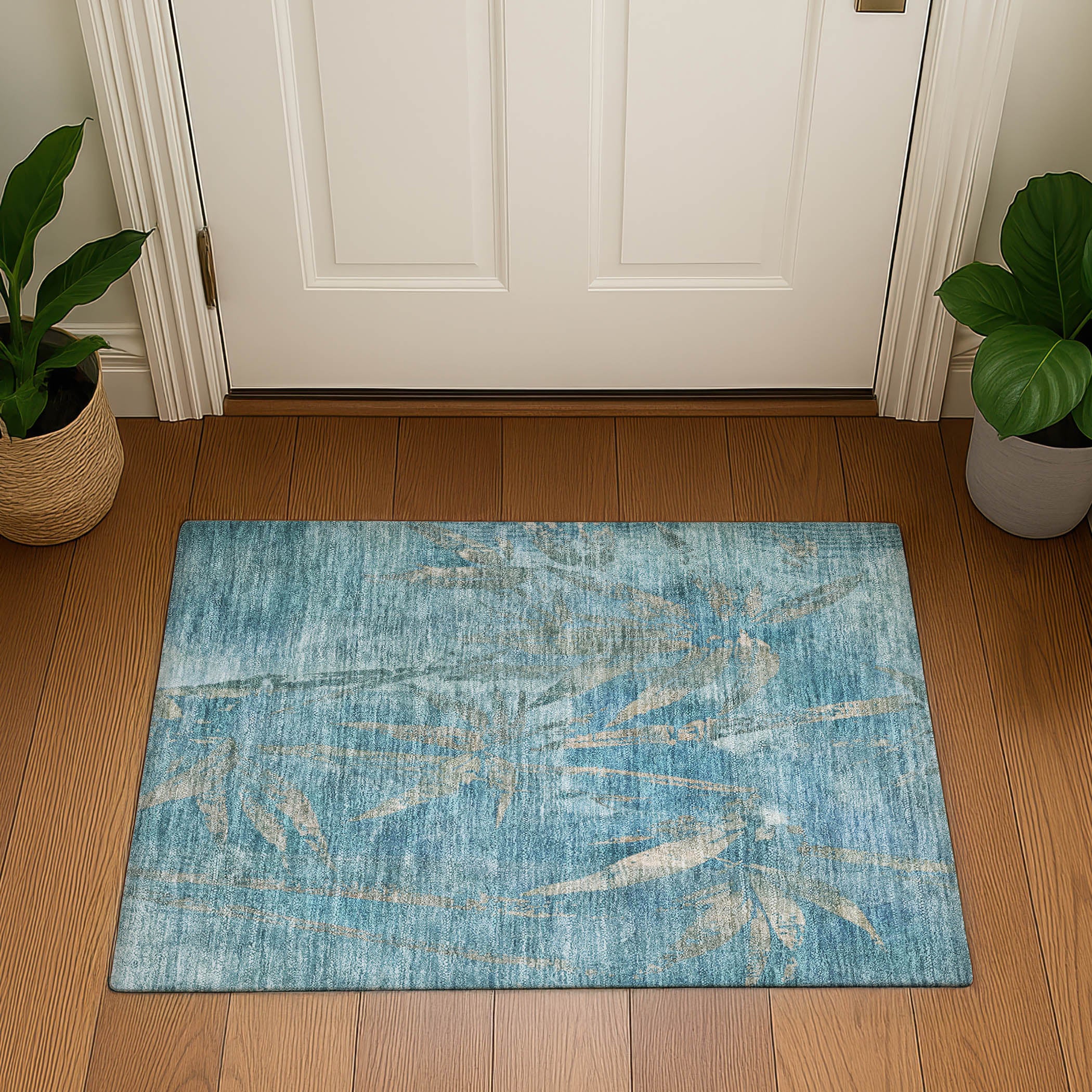 Vienna Machine Washable Transitional Seafoam Blue Rug 1'8" x 2'6" #shape_Rectangle