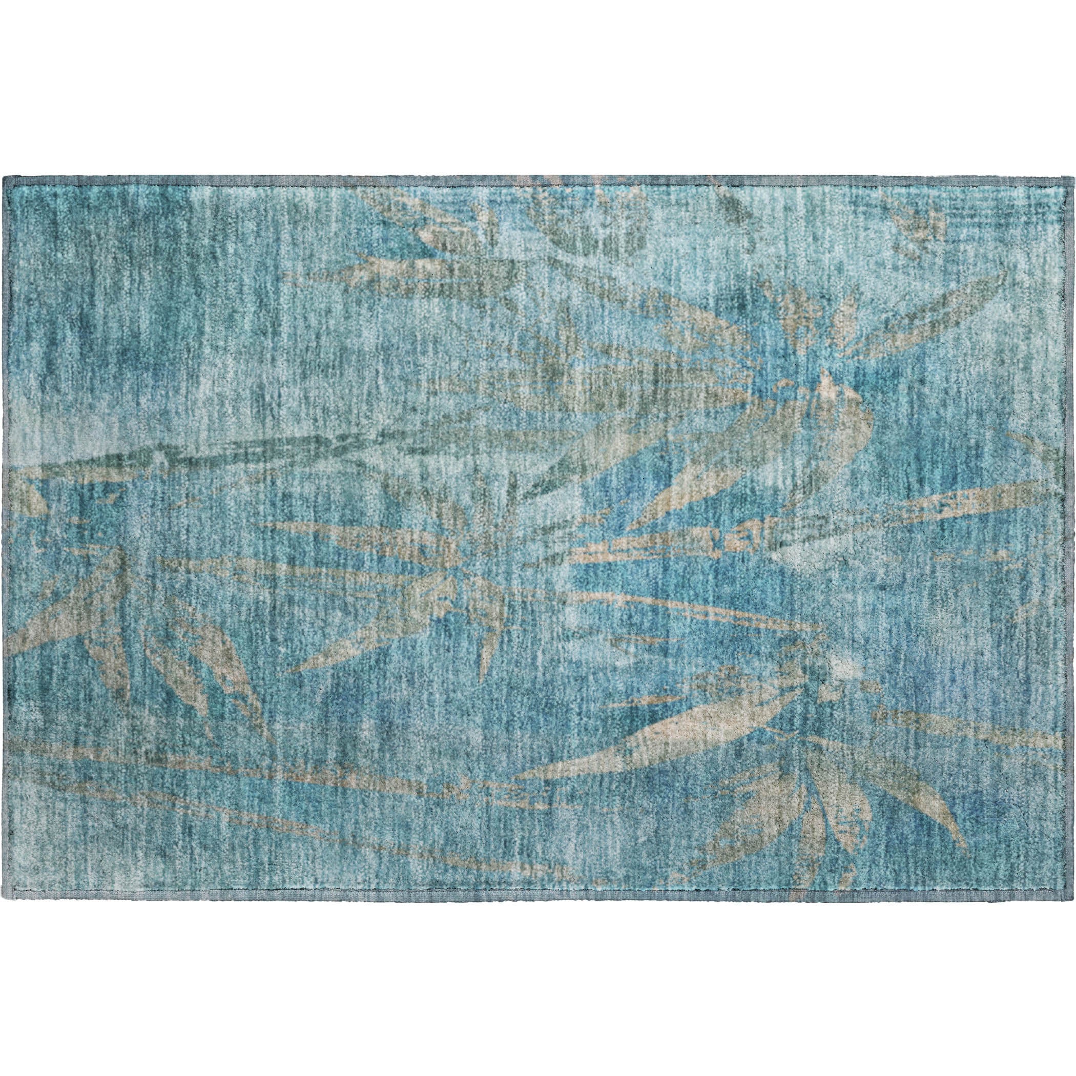 Vienna Machine Washable Transitional Seafoam Blue Rug 1'8" x 2'6" #shape_Rectangle