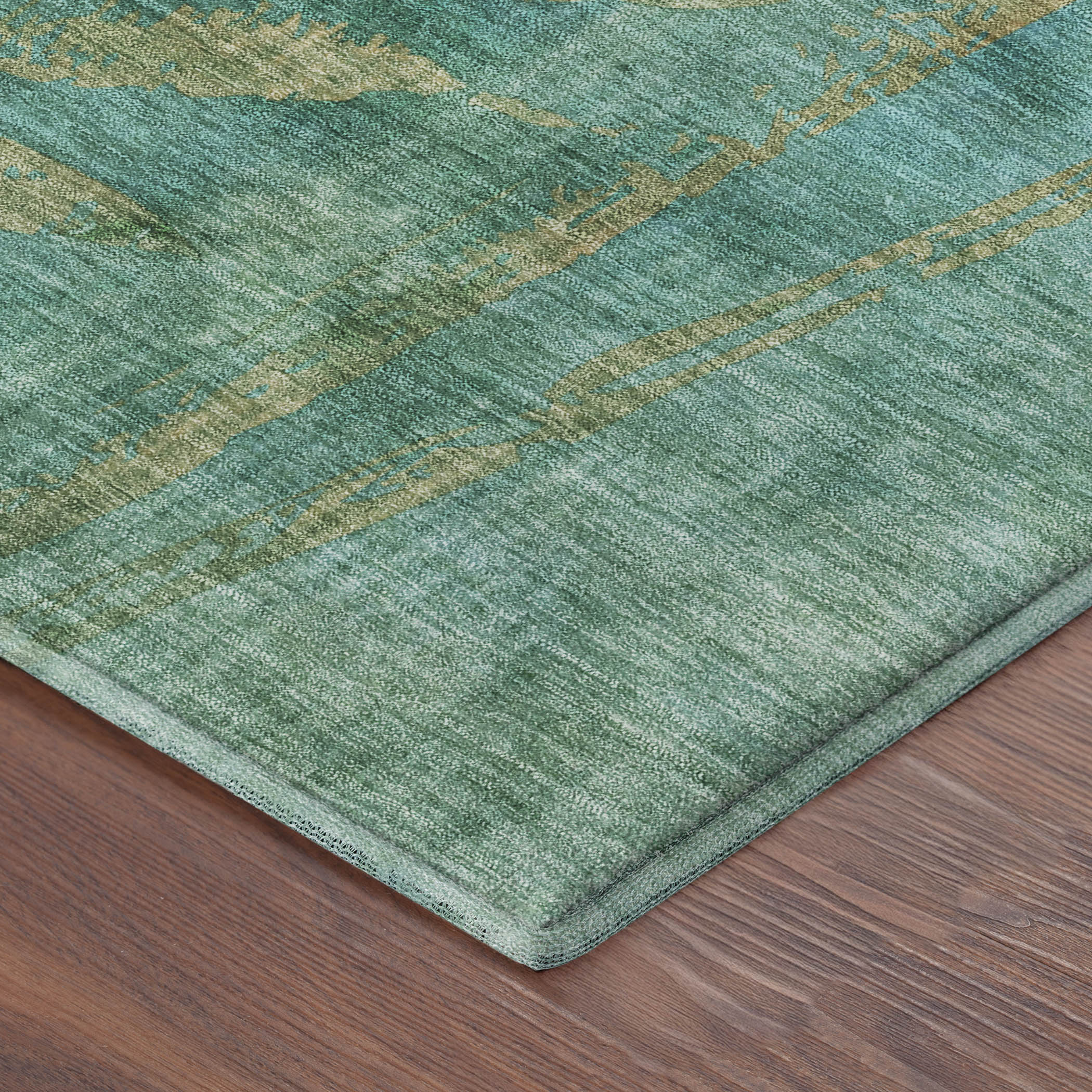 Vienna Machine Washable Transitional Teal Rug 1'8" x 2'6" #shape_Rectangle