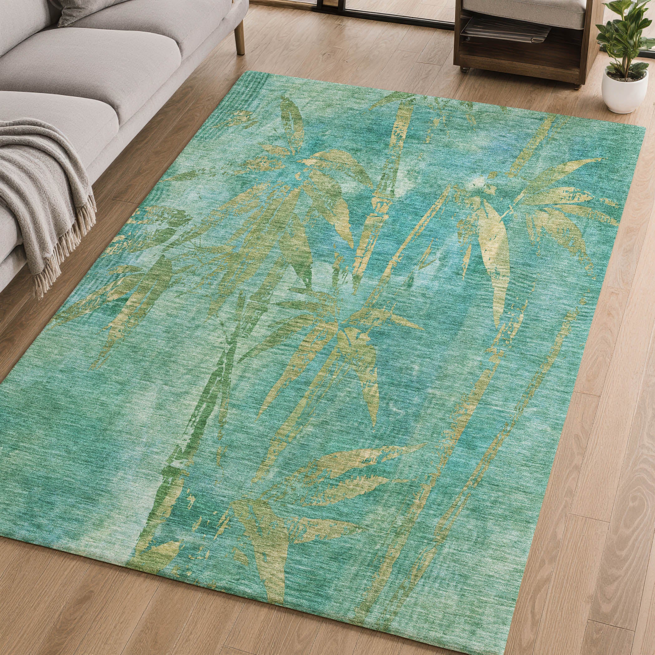 Vienna Machine Washable Transitional Teal Rug 2'6" x 3'10" #shape_Rectangle