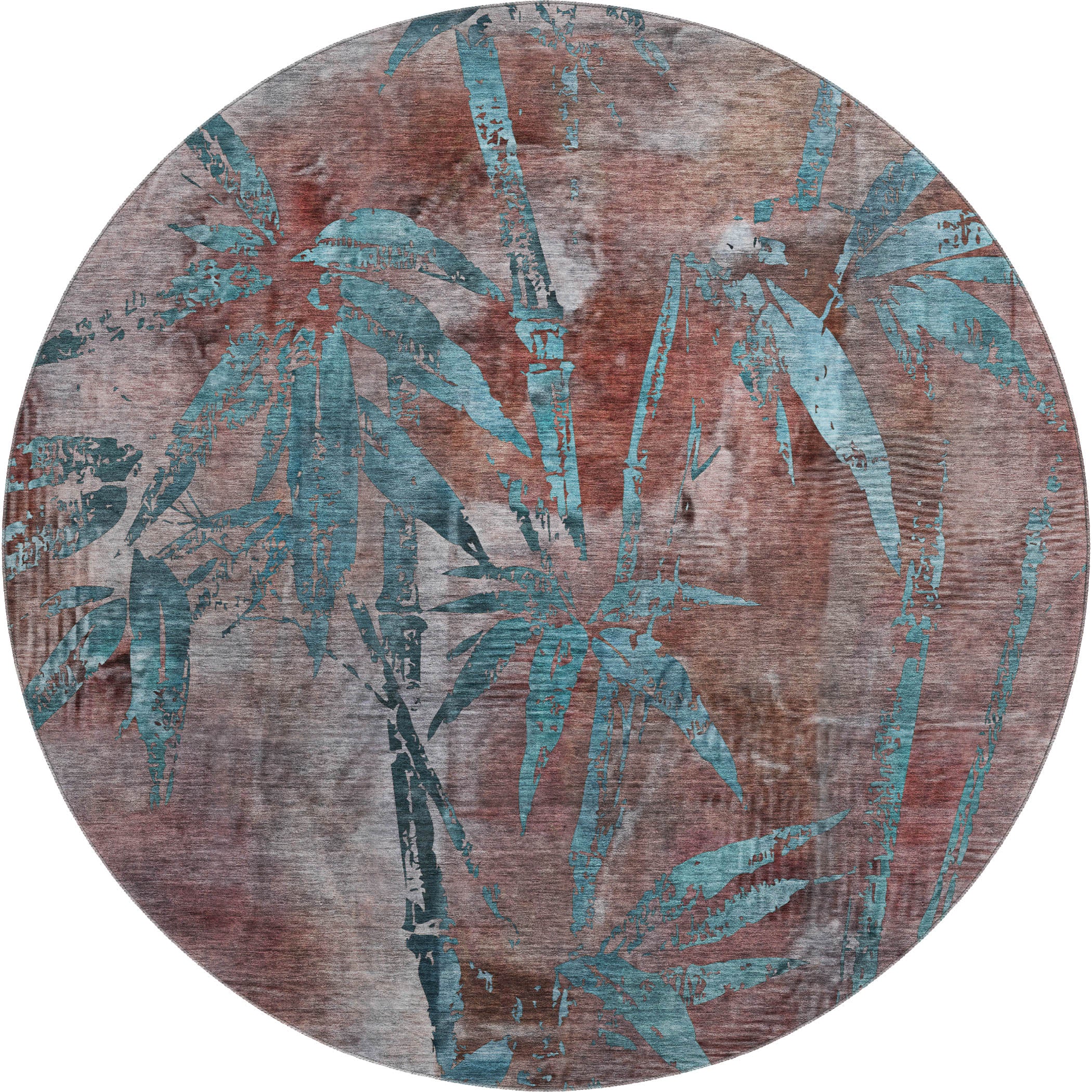 Vienna Machine Washable Transitional Terracotta Orange Rug 8' x 8' #shape_Round