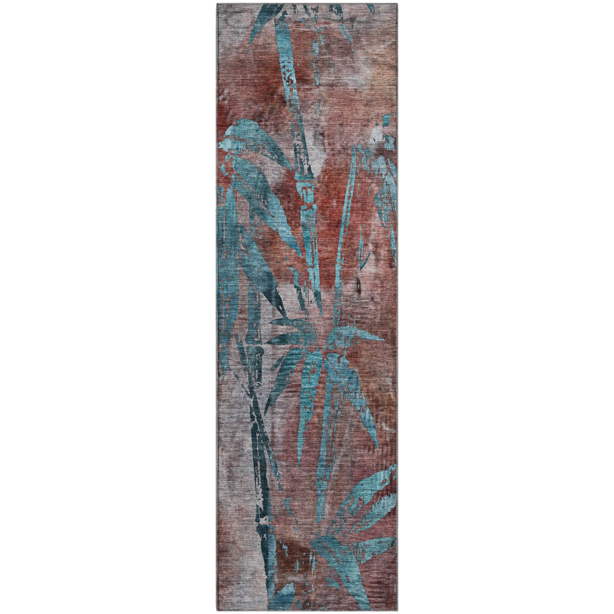 Vienna Machine Washable Transitional Terracotta Orange Rug 2'3" x 7'6" #shape_Runner