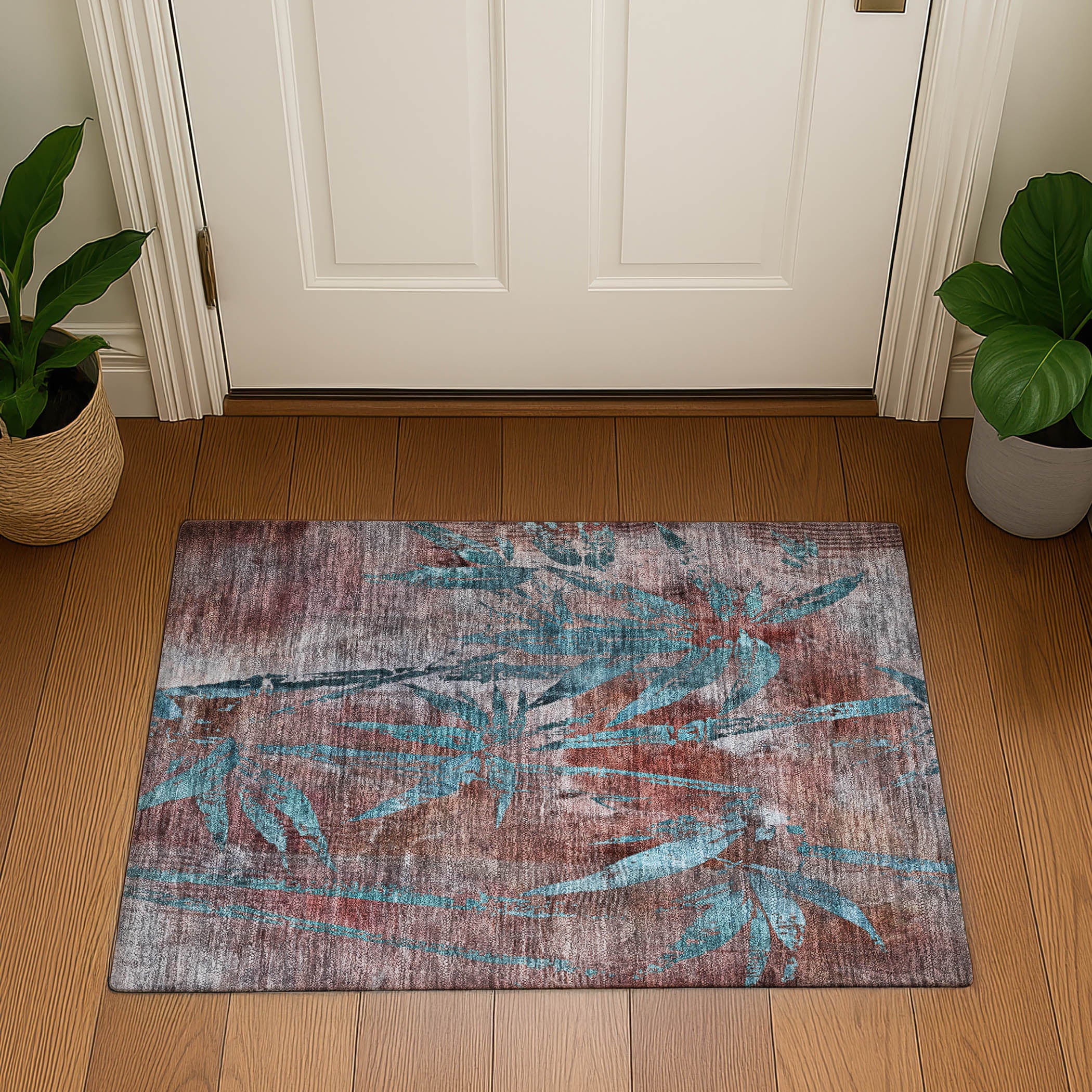 Vienna Machine Washable Transitional Terracotta Orange Rug 1'8" x 2'6" #shape_Rectangle