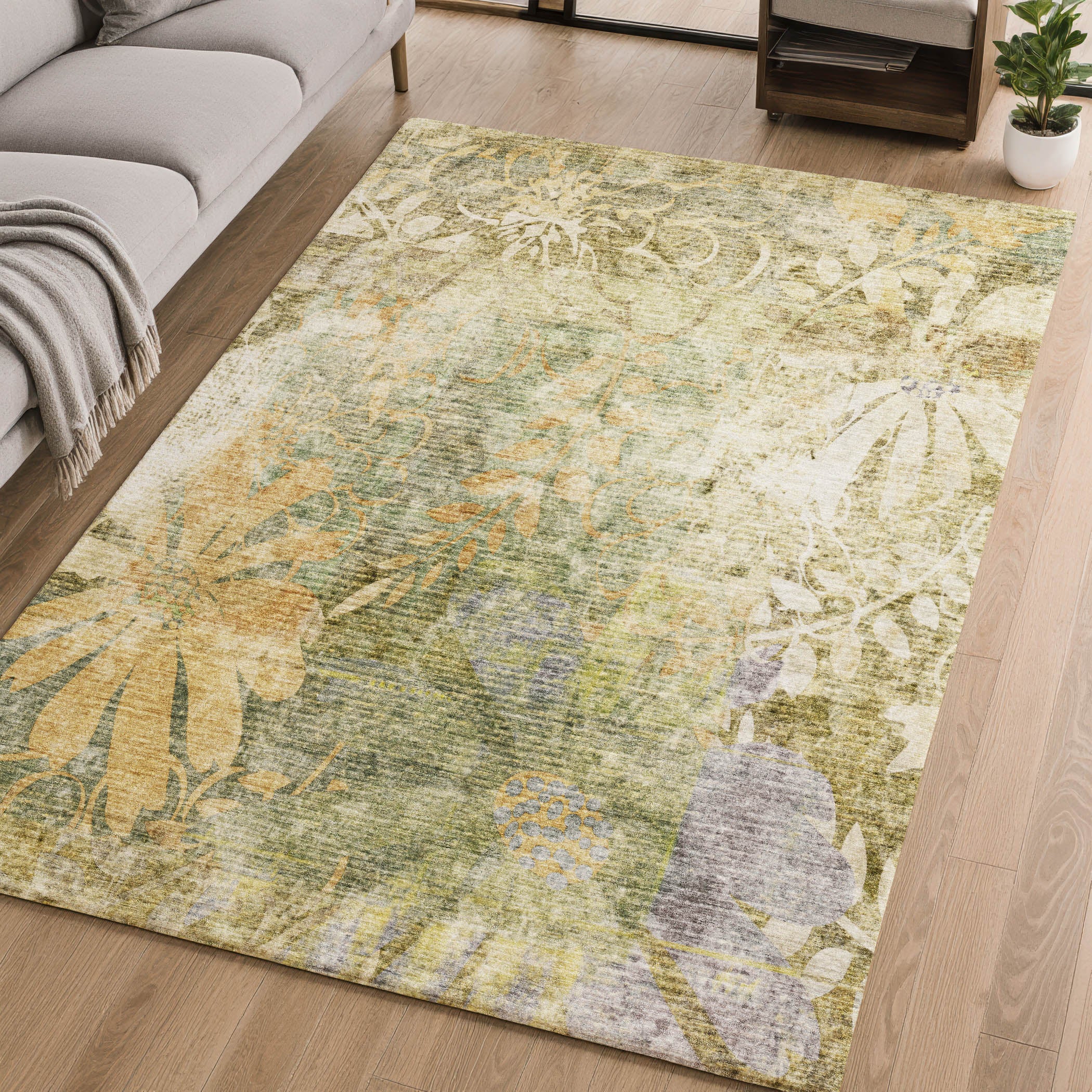 Lisbon Machine Washable Transitional Brown Rug 2'6" x 3'10" #shape_Rectangle
