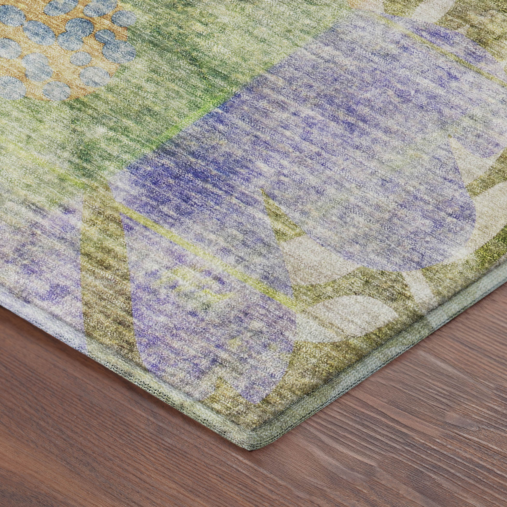 Lisbon Machine Washable Transitional Green Rug 1'8" x 2'6" #shape_Rectangle